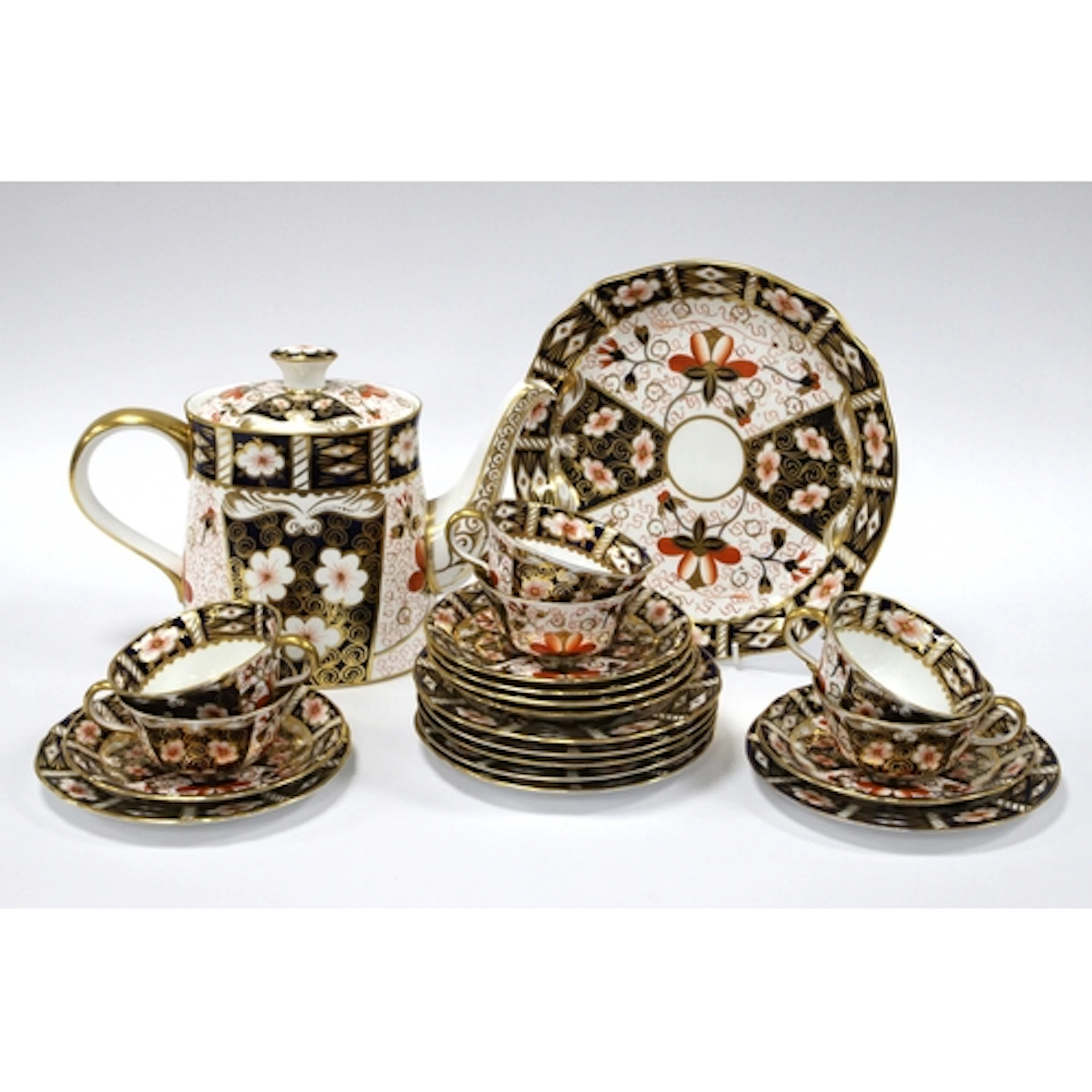 A Royal Crown Derby Porcelain Part Tea/Coffee Service, decor...