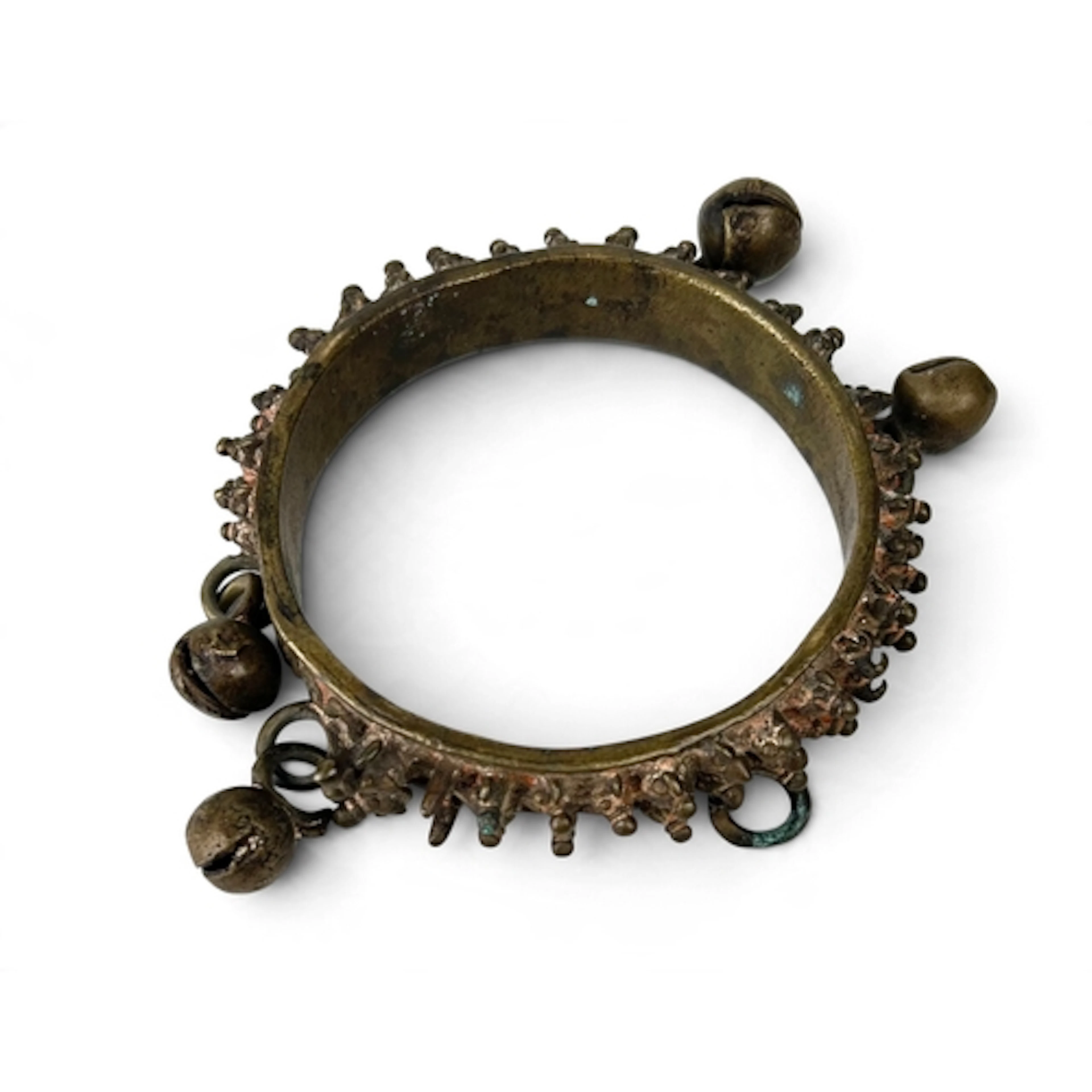 AN INDIAN CAST BRASS HINDU BRACELET, CAST WITH RELIGIOUS FIG...
