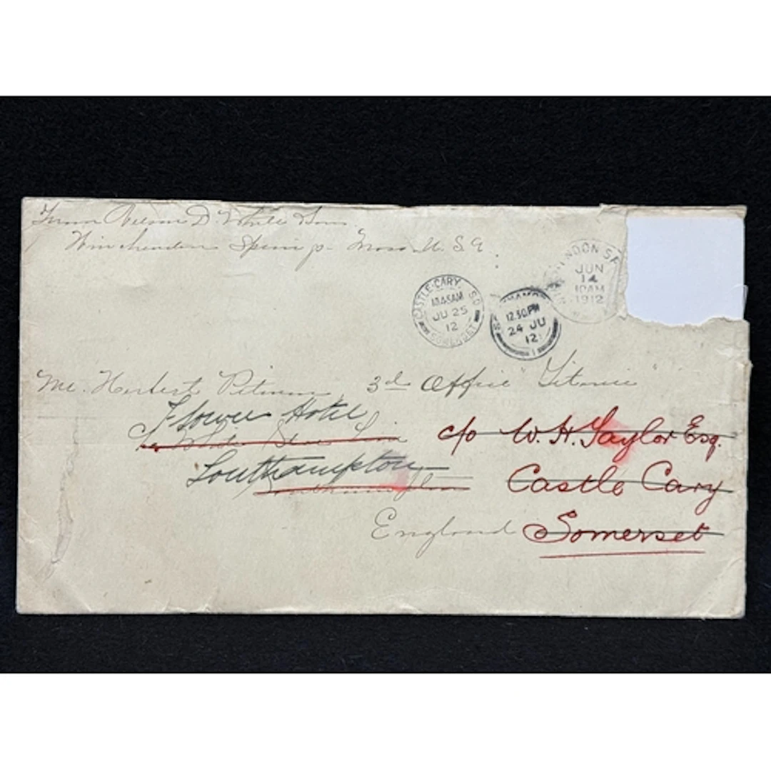 R.M.S. Titanic: R.M.S. Titanic: 1912 envelope to "Herbert P...