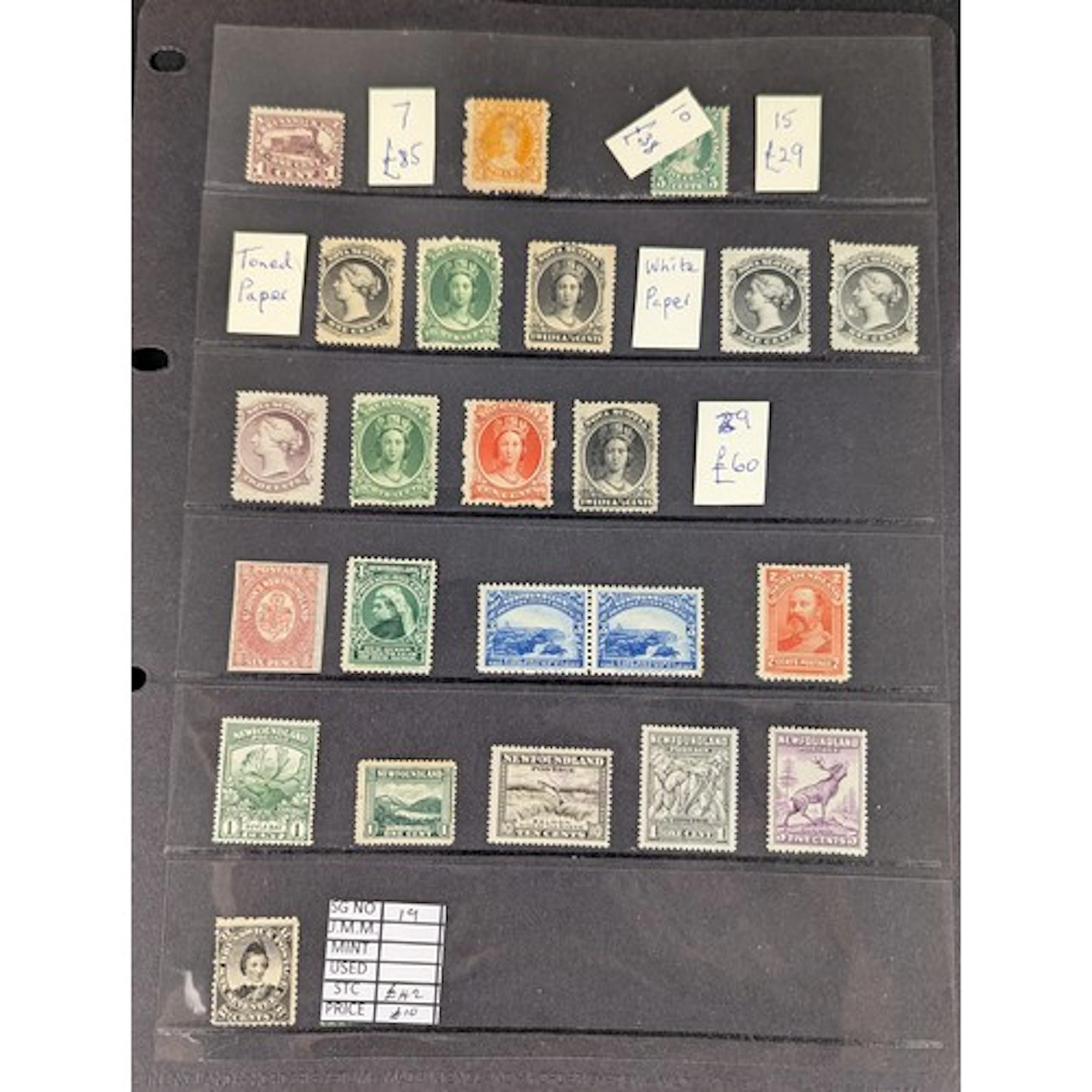 Stamps : Canadian colonies mint selection on stock sheet