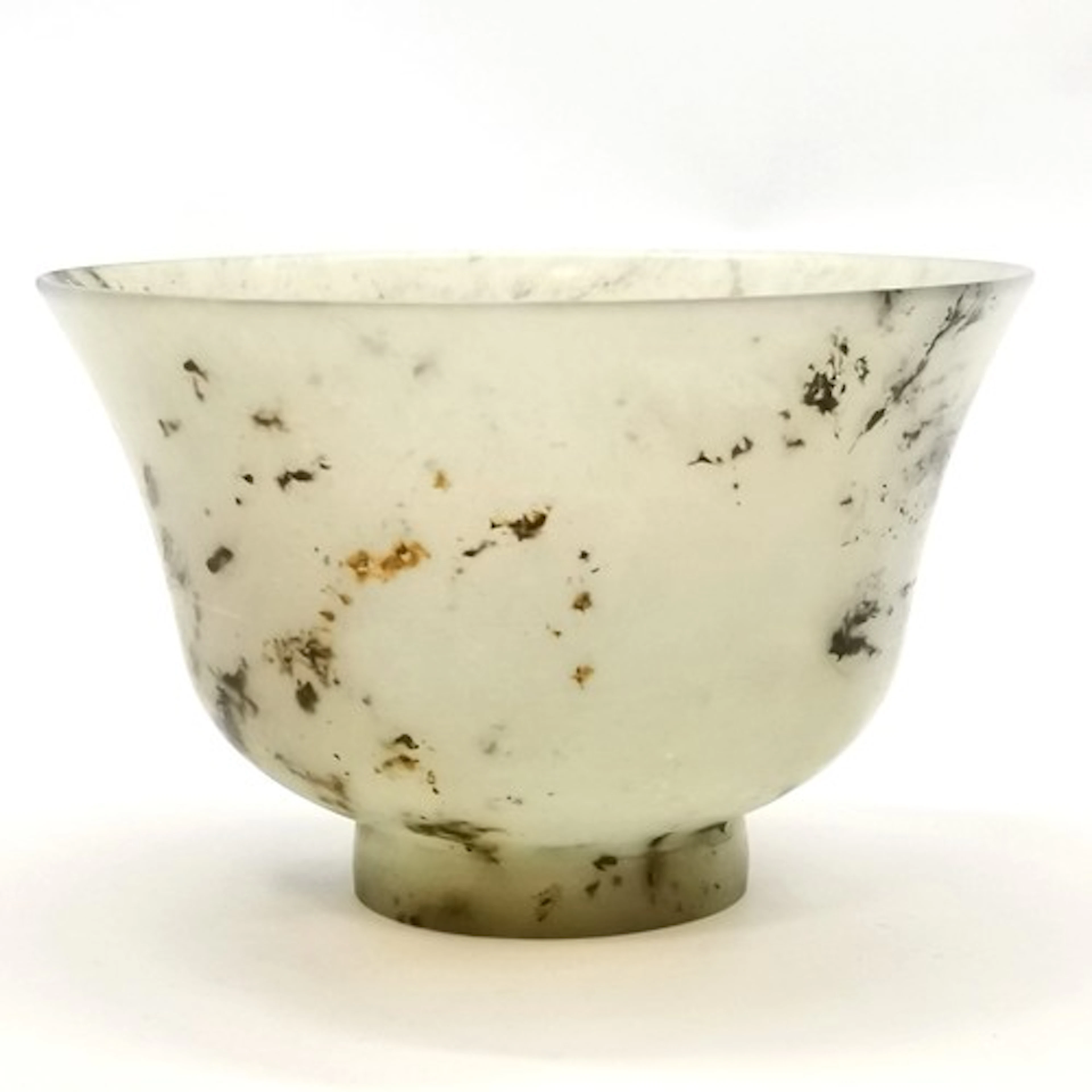 Oriental hardstone turned bowl with flared top & circular fo...
