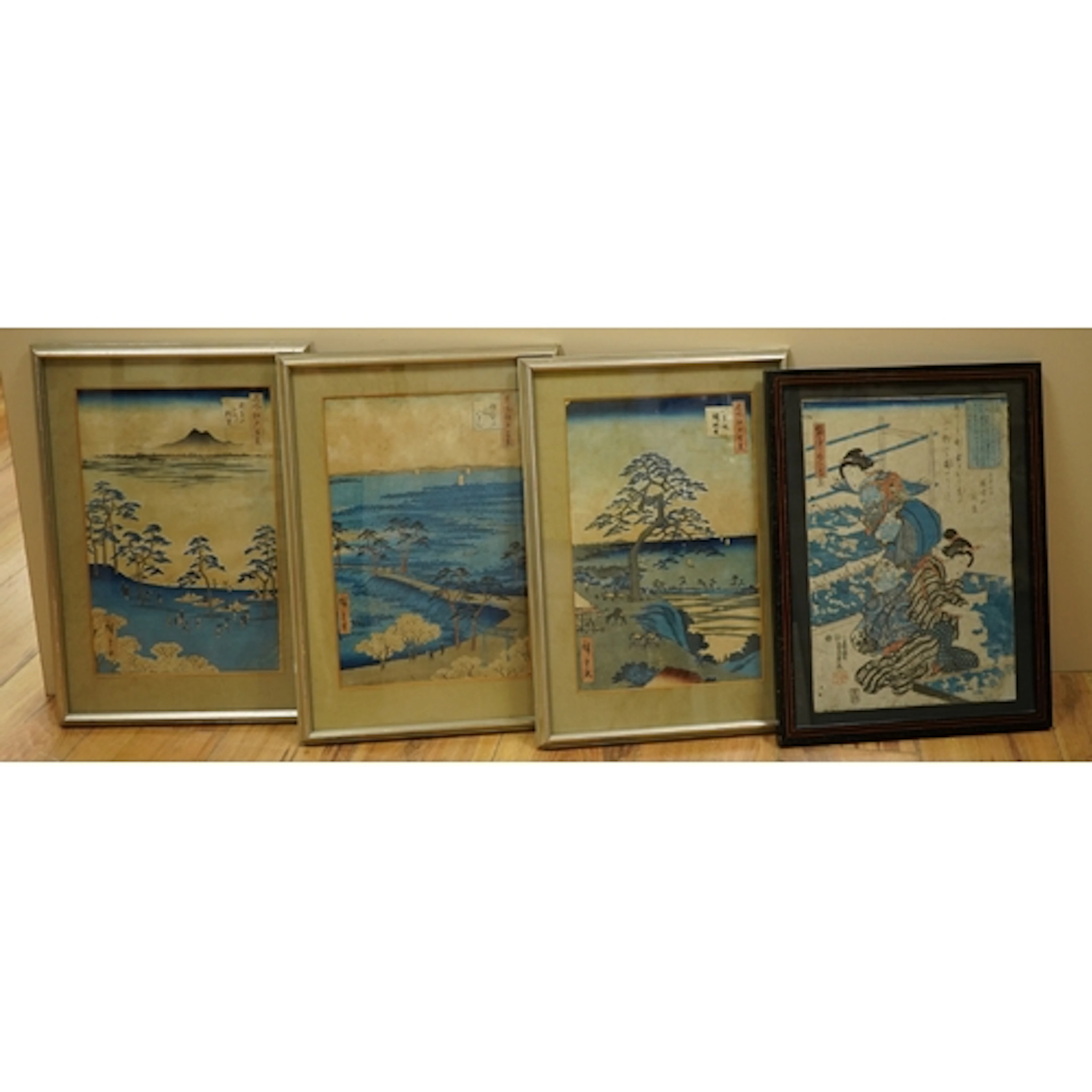 A set of three Japanese woodblock prints after Utagawa Hiros...