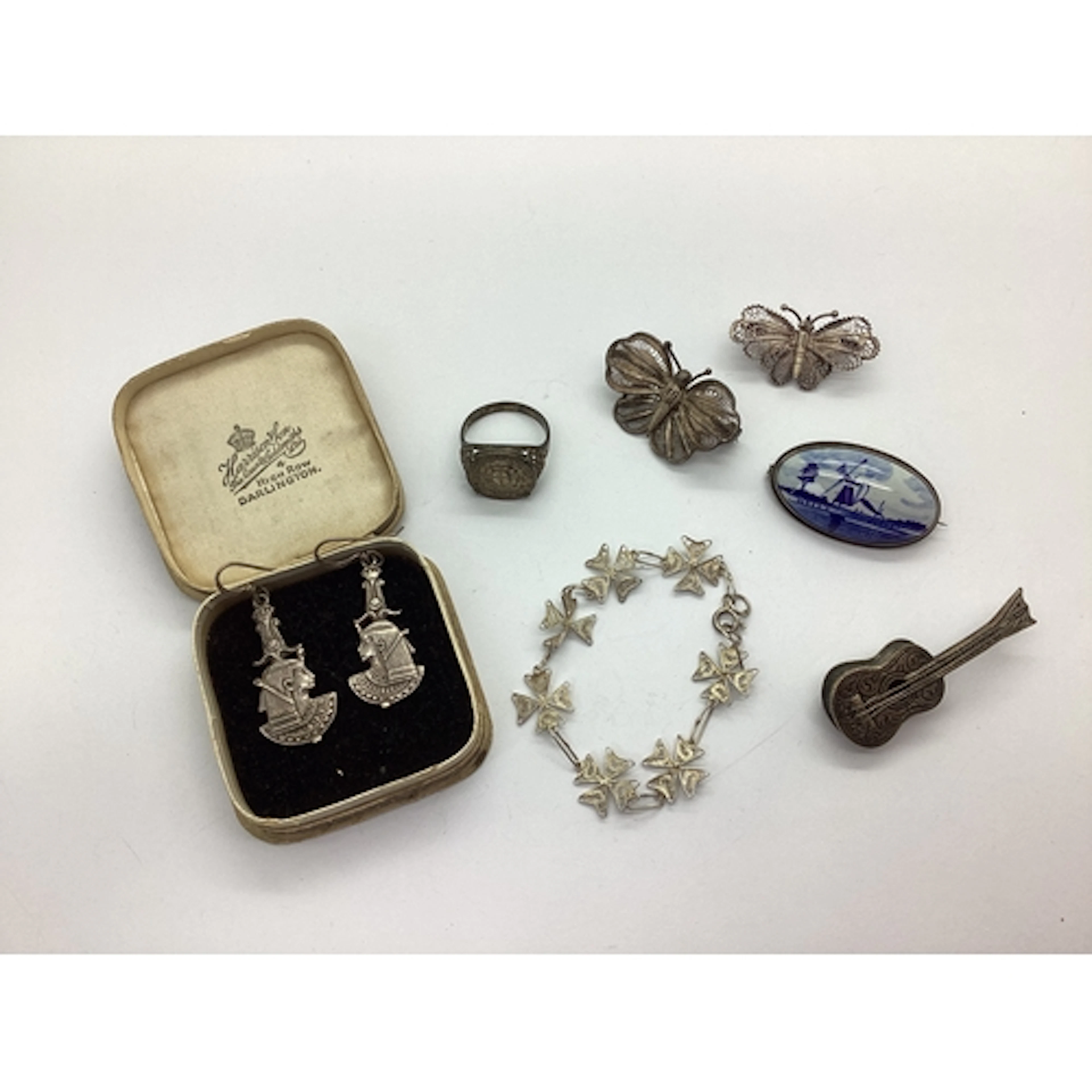 A Pair of Decorative Egyptian Style Drop Earrings, to hook f...