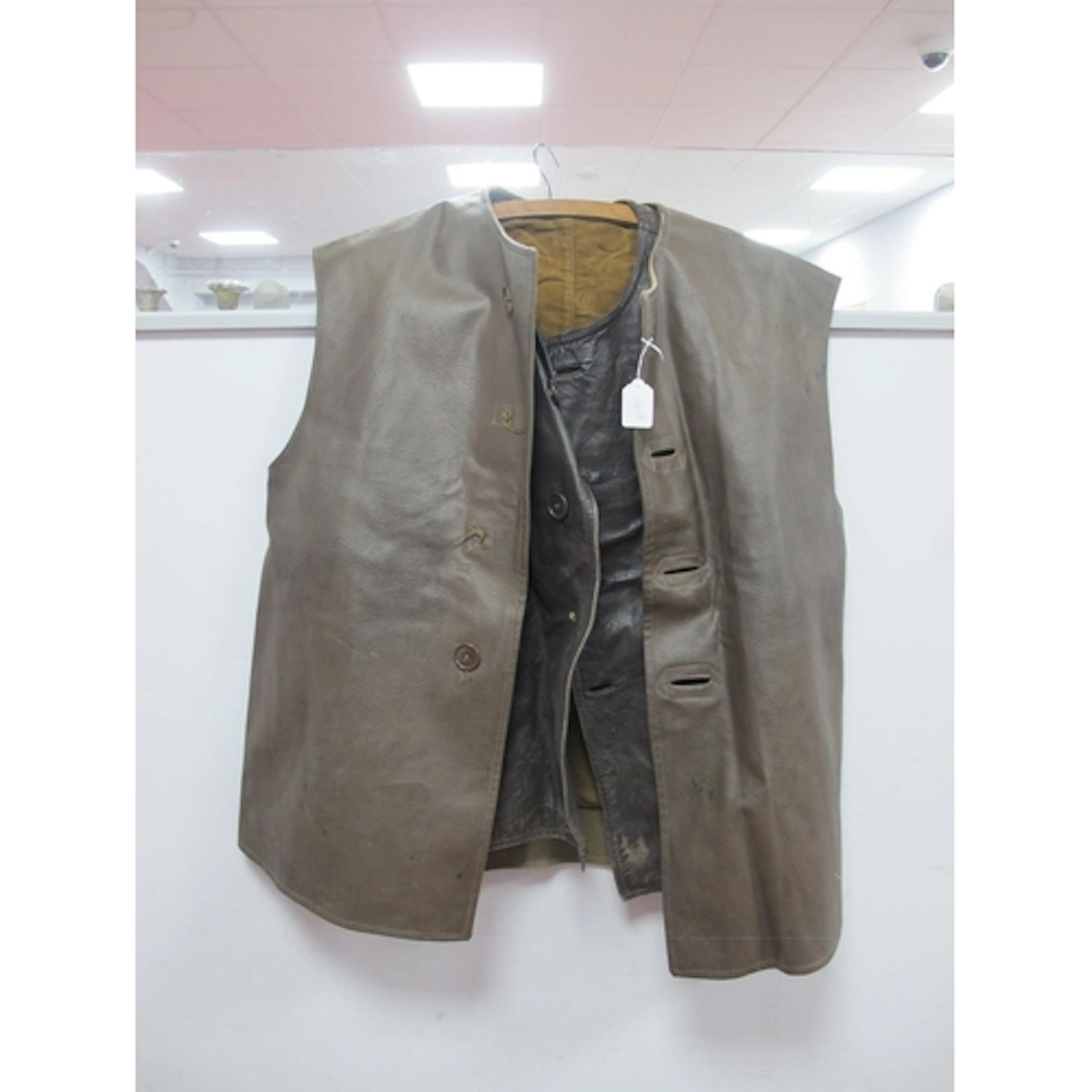 Post-War British Army Leather Jerkin interior ink stamps and...
