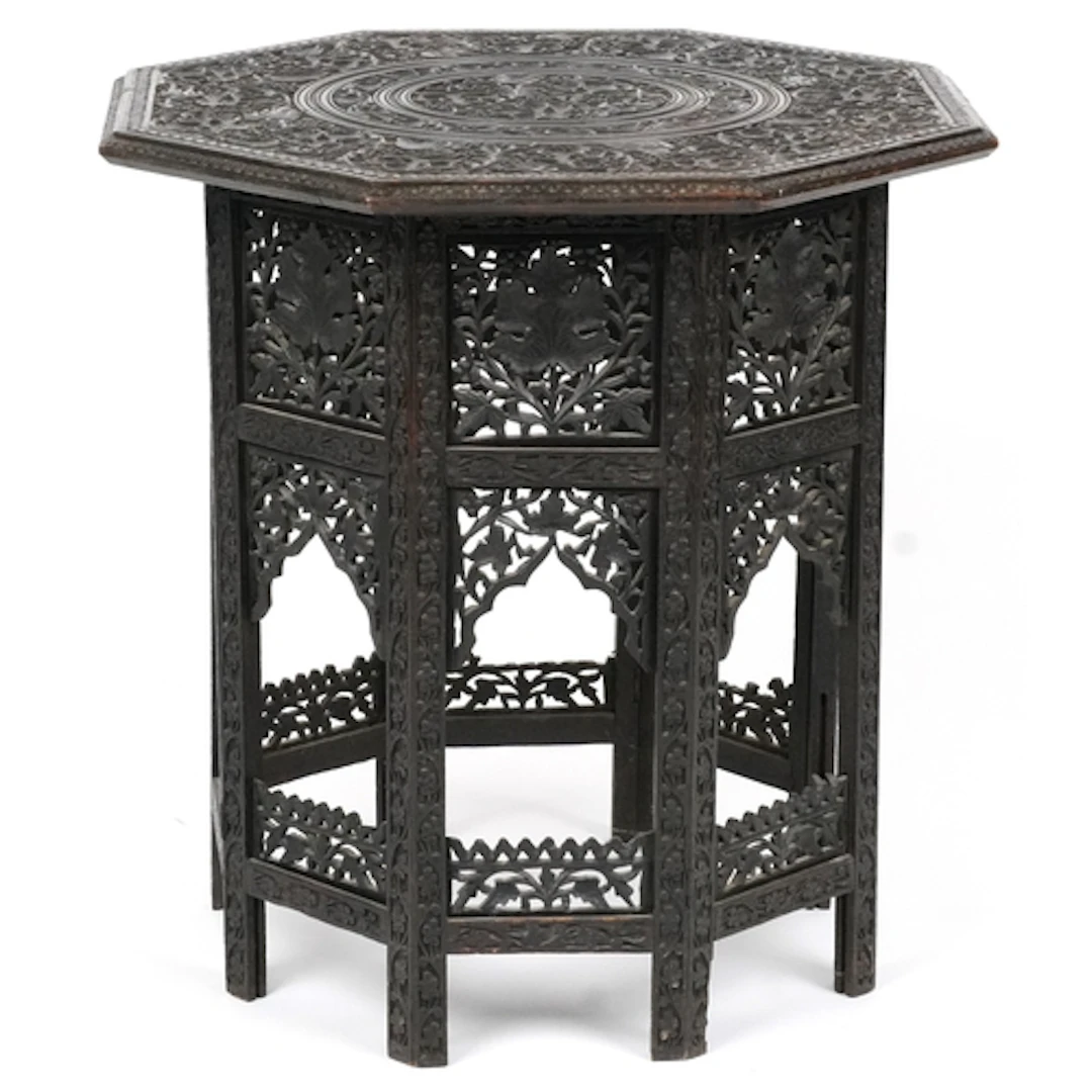 Early 20th century Anglo Indian carved hardwood octagonal oc...