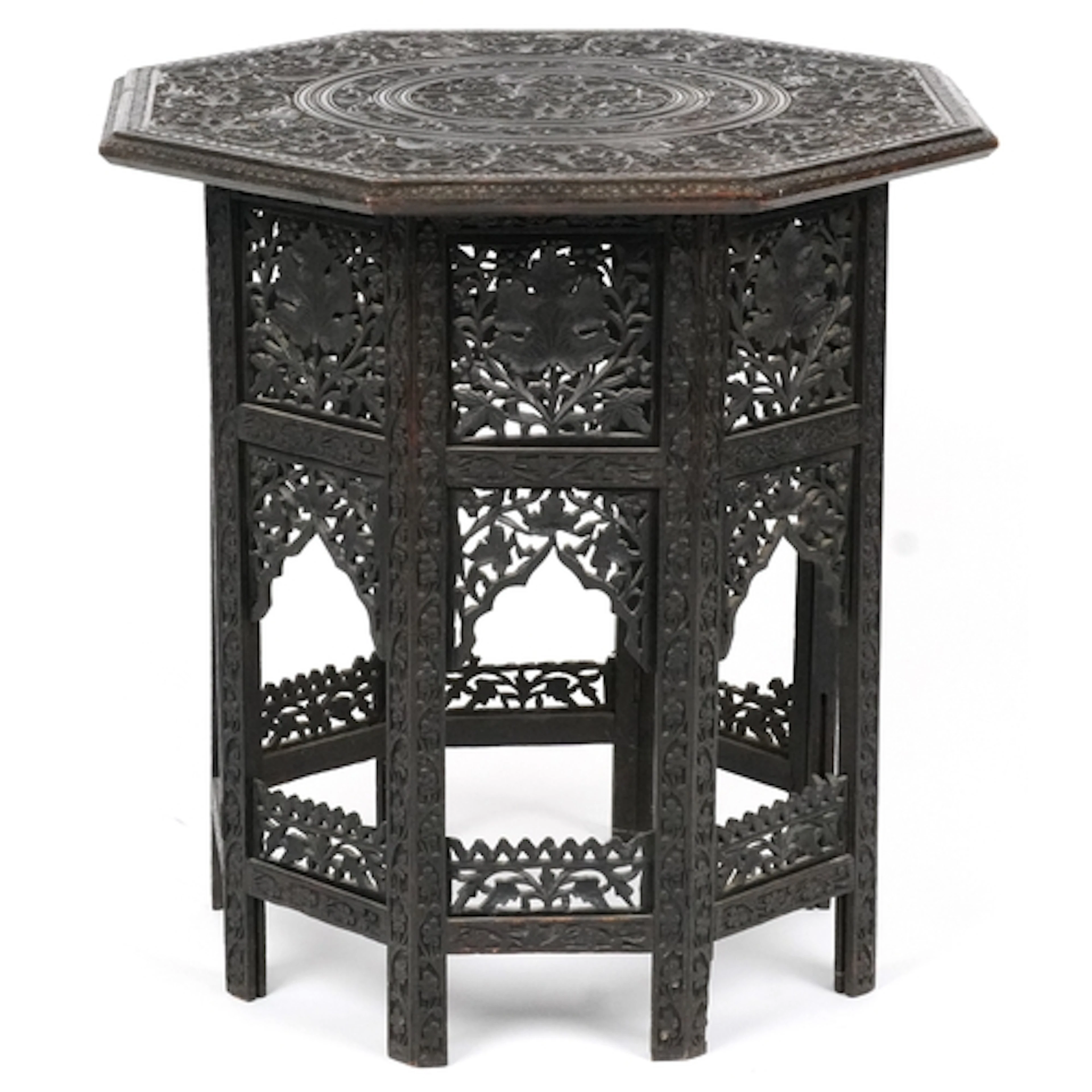 Early 20th century Anglo Indian carved hardwood octagonal oc...