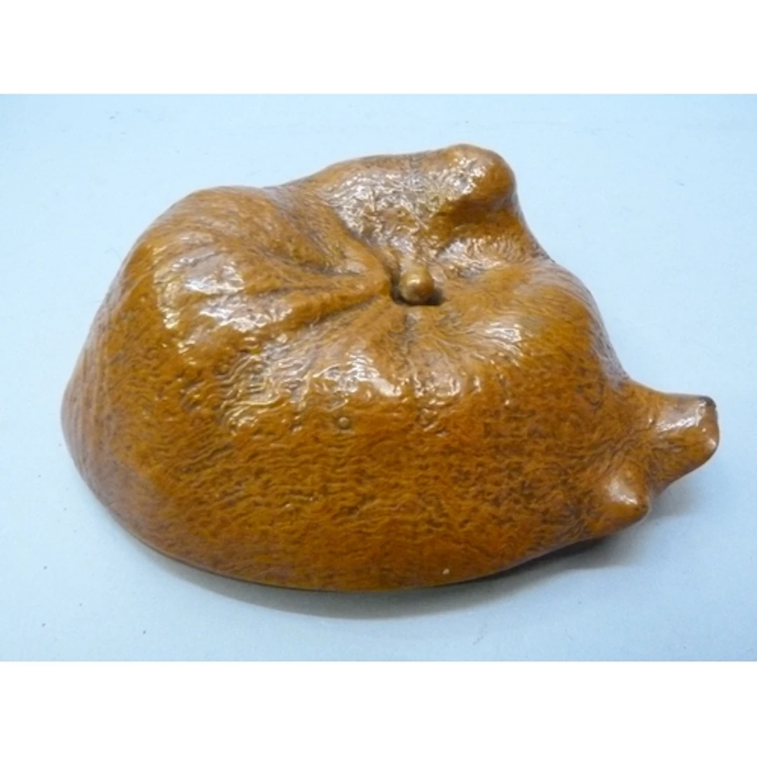 Scottish root wood table snuff box in the form of a snail, w...