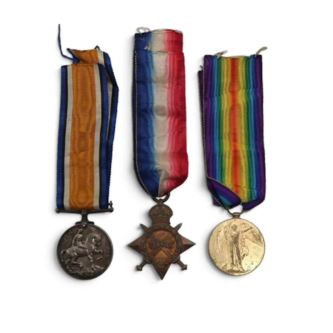 A WW1 medal trio awarded to 17439 Pte. J. Calder, Royal Scot...