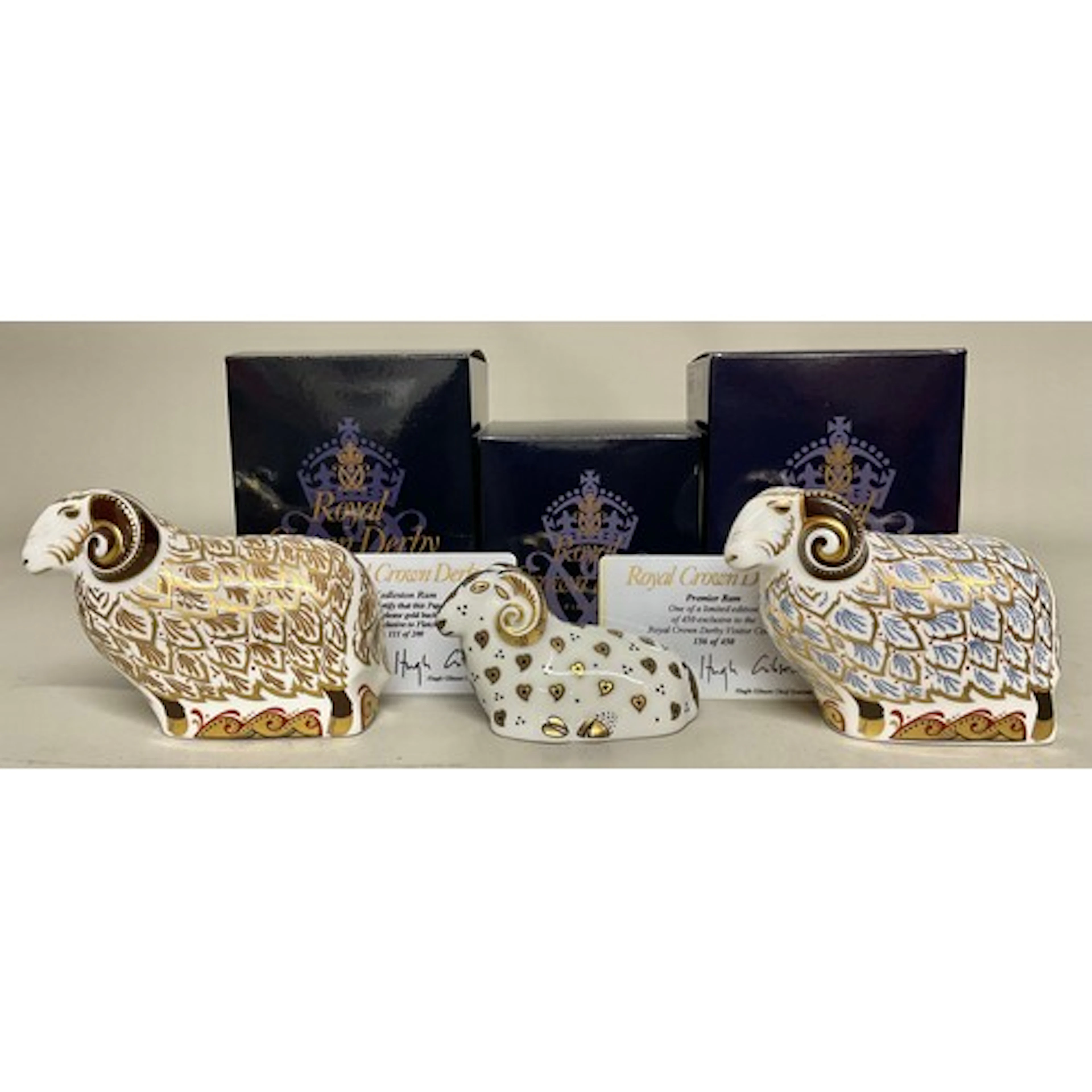 A Royal Crown Derby paperweight, Kedleston Ram, pre-release ...
