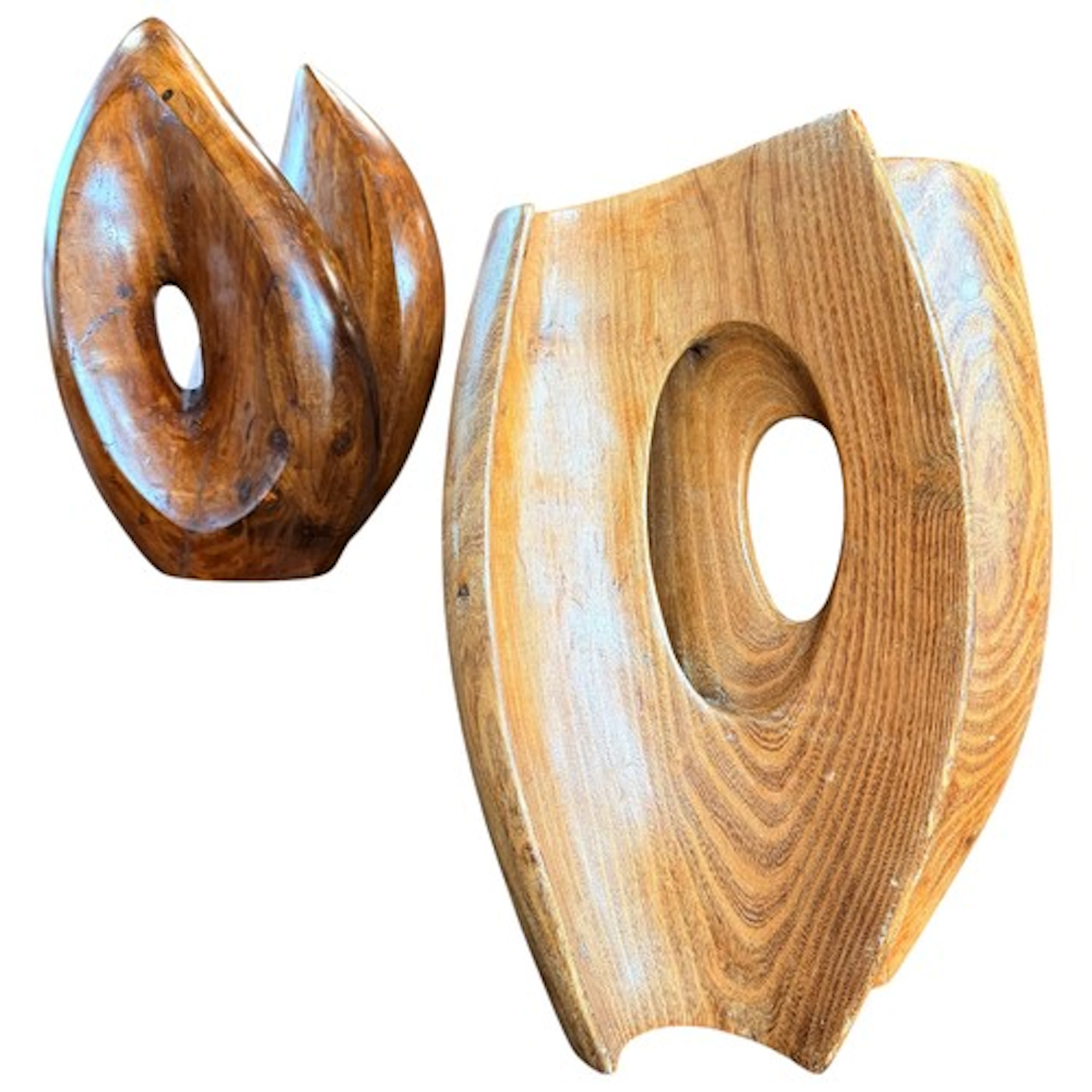Two contemporary carved wood sculptures, monogrammed 'LG', t...