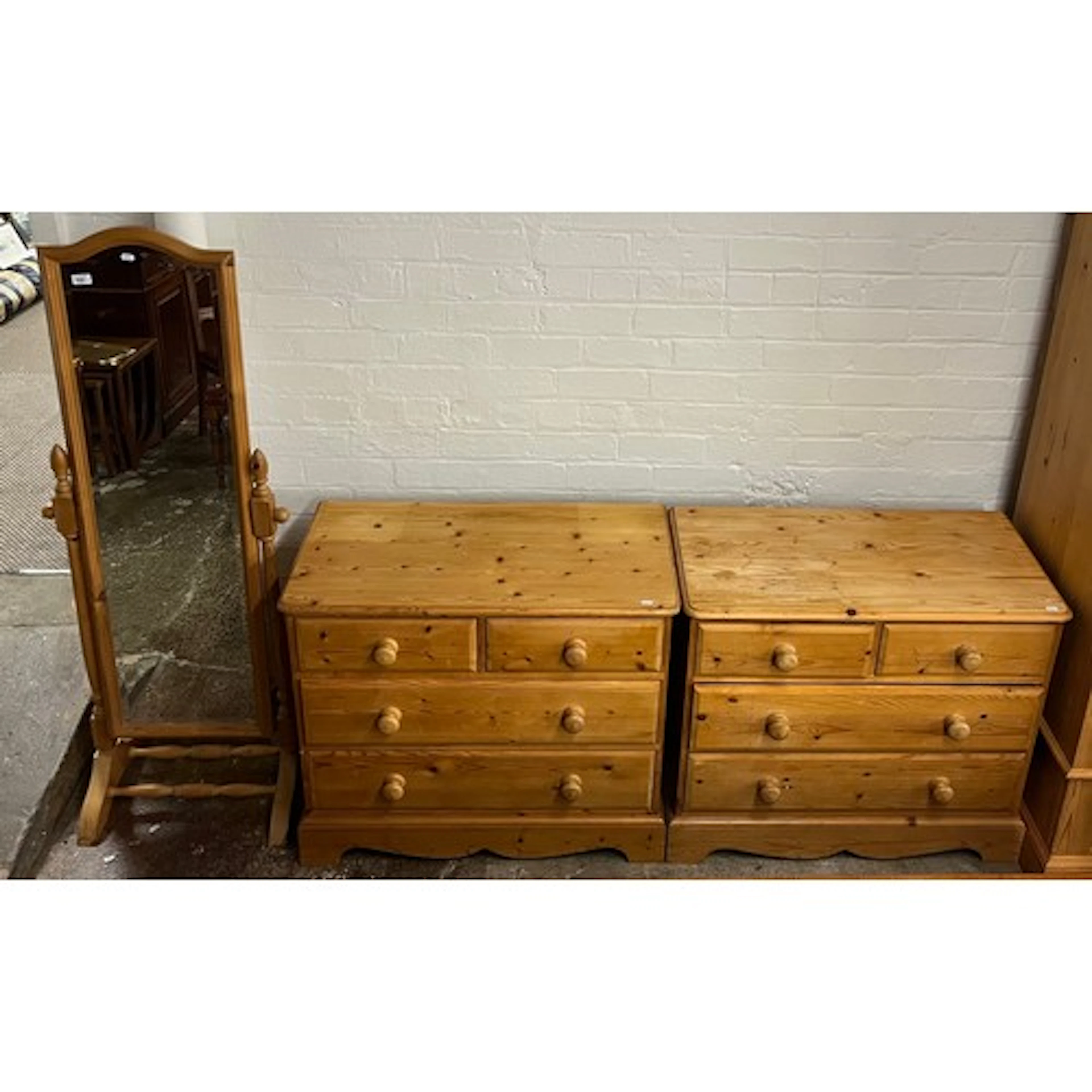Modern pine four piece bedroom suite comprising of double do...