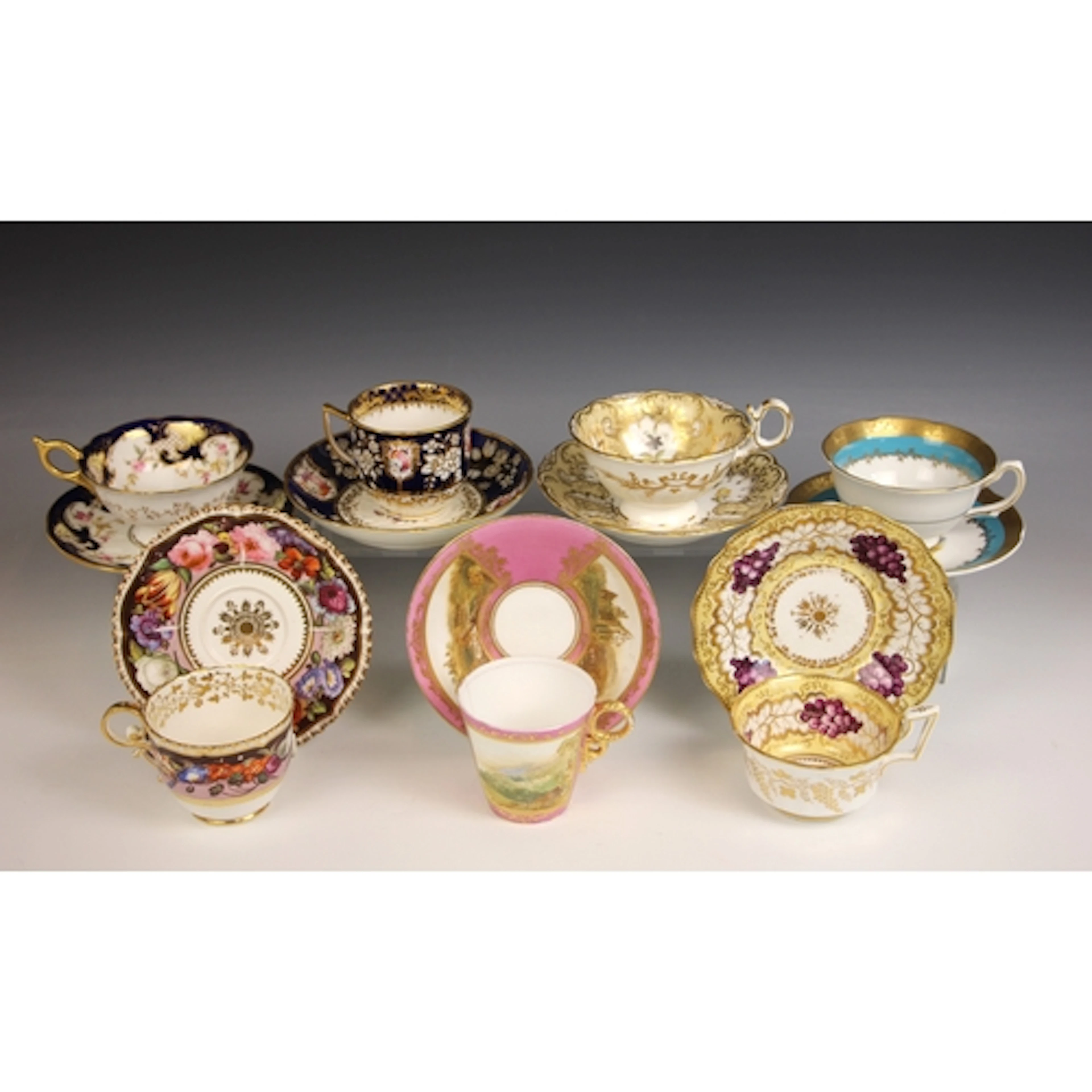 Two Coalport cabinet cups and saucers from the Bill Dickenso...