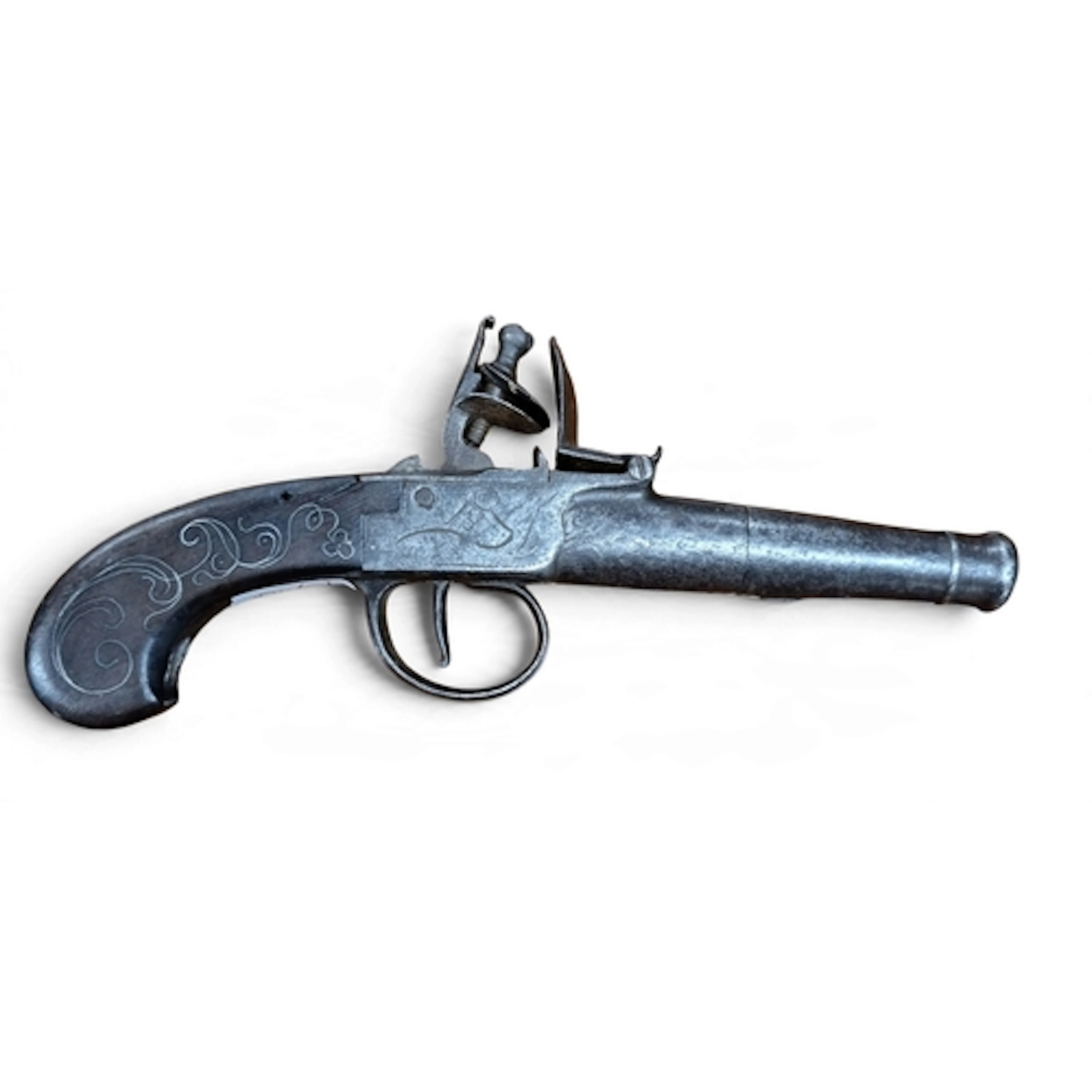 An 18th Century Flint Lock Pistol with screw off barrel and ...