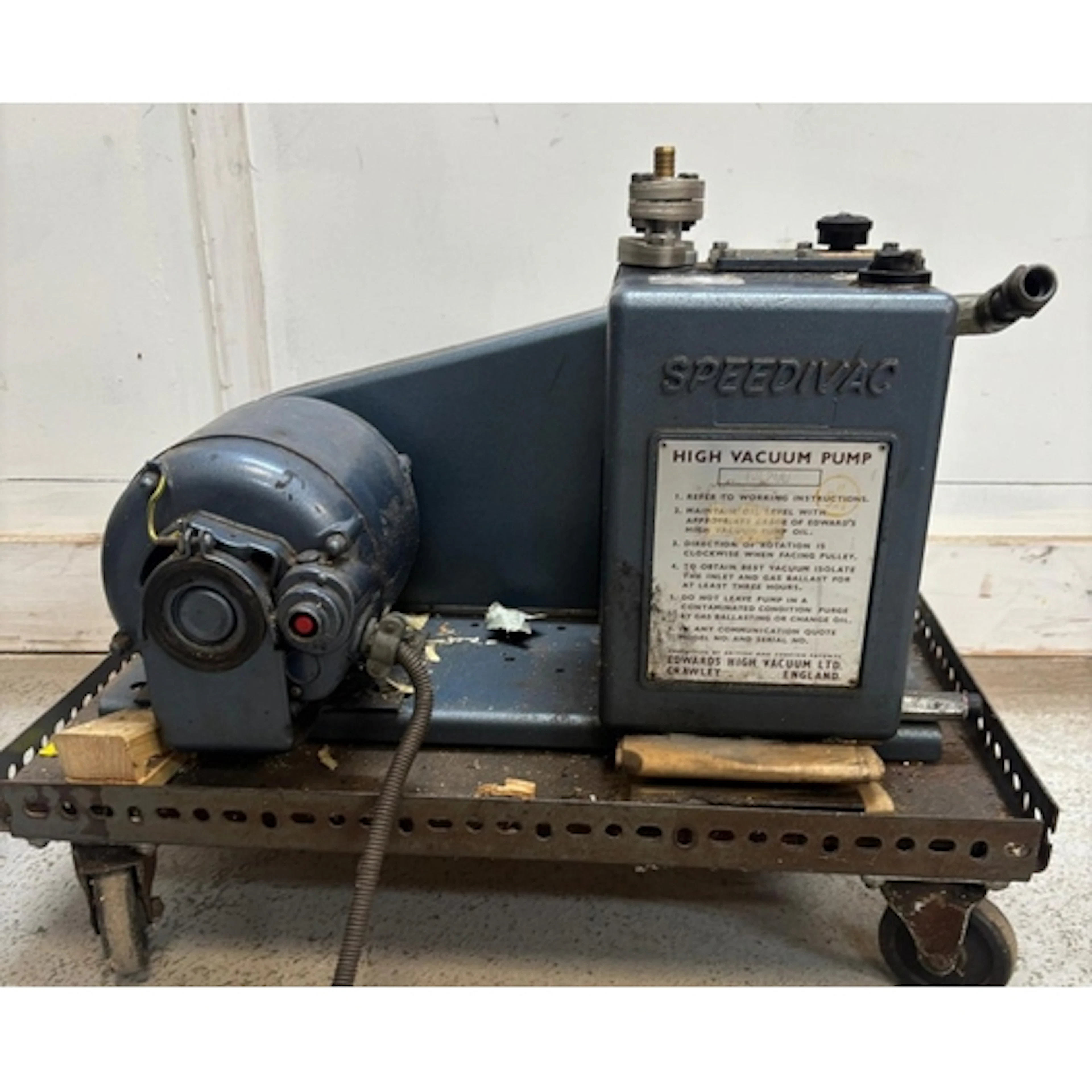 Edwards Speedivac belt-driven rotary vane high vacuum pump o...