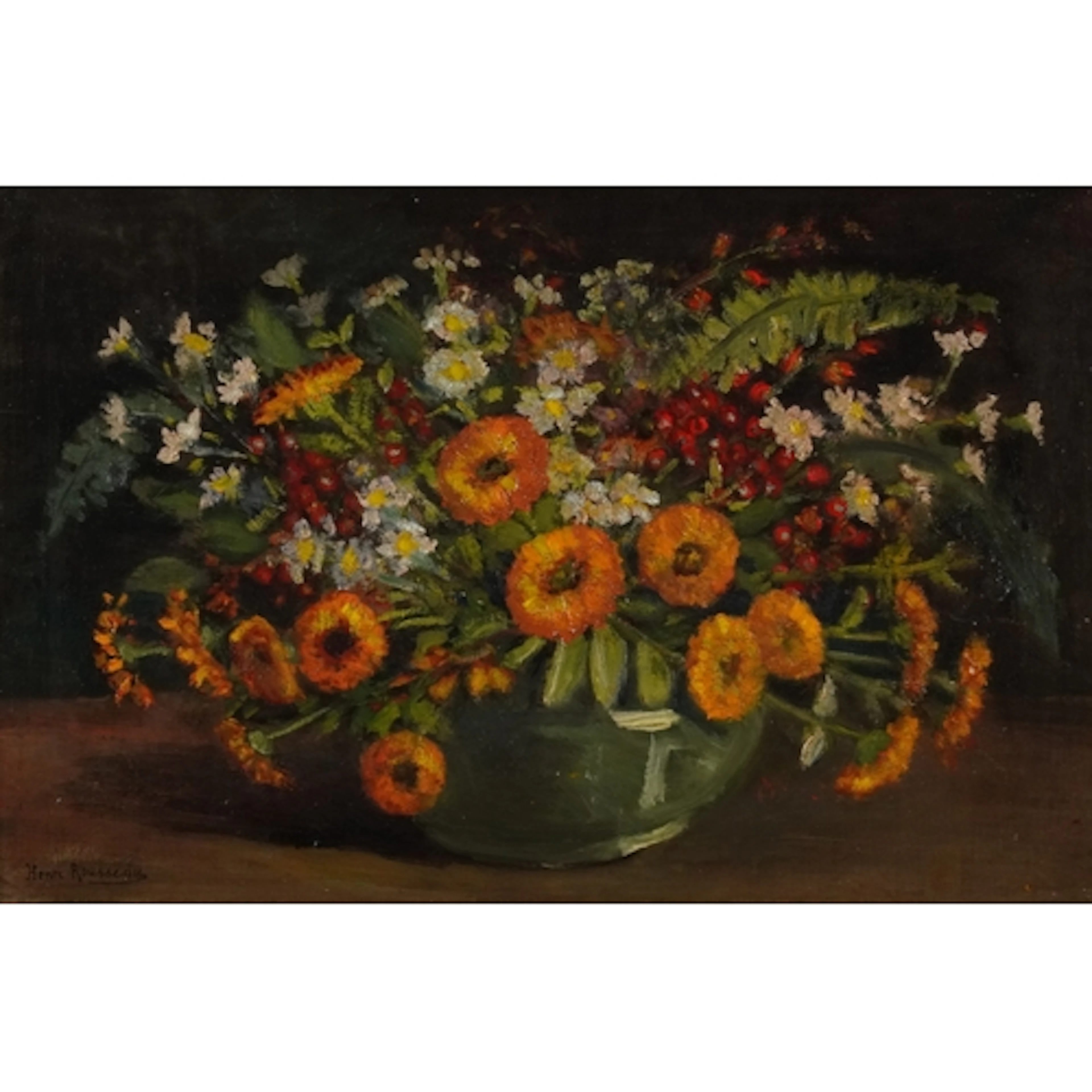 Henri Émilien Rousseau - Still life flowers, early 20th cent...