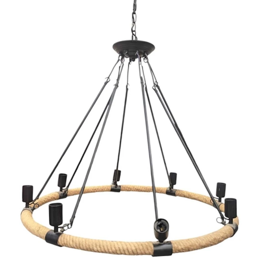 An industrial / farm house style x8 bulb wagon wheel chandel...