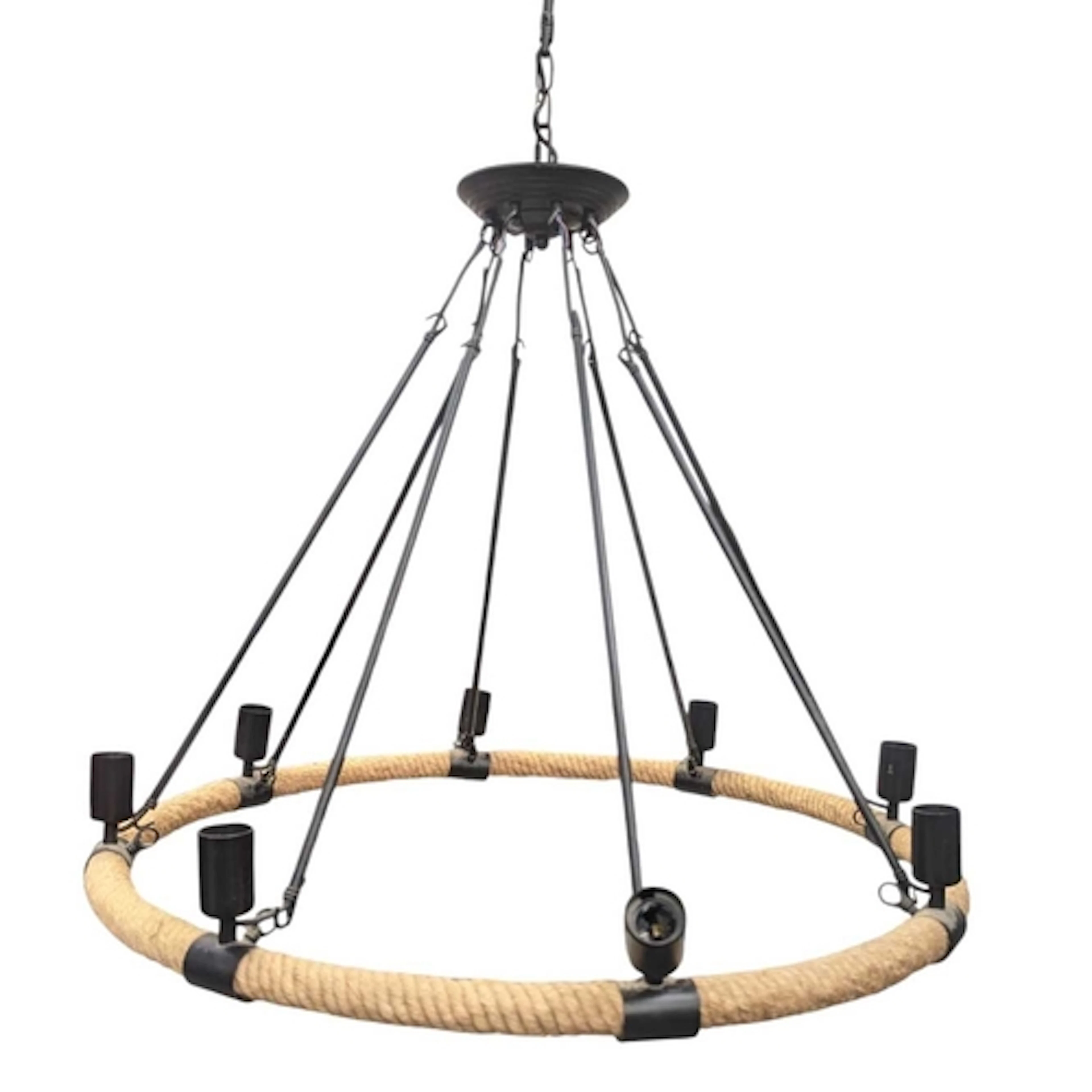 An industrial / farm house style x8 bulb wagon wheel chandel...