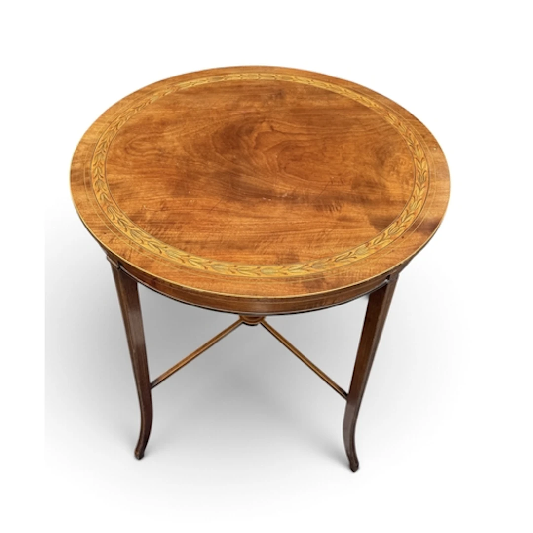 A 'SHERATON REVIVAL' MAHOGANY CIRCULAR TOP CENTRE TABLE With...