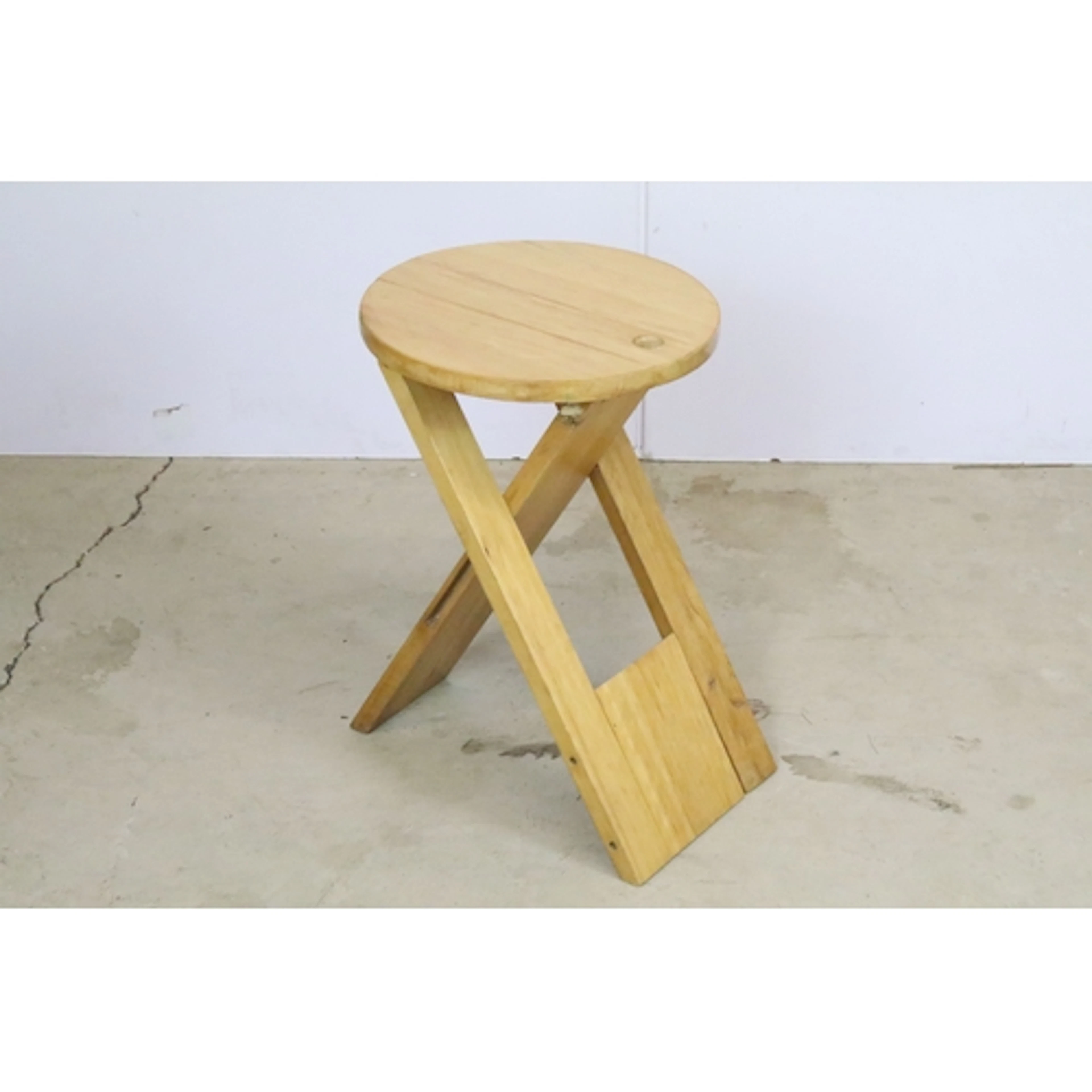 Folding beechwood stool, in the manner of designer Roger Tal...
