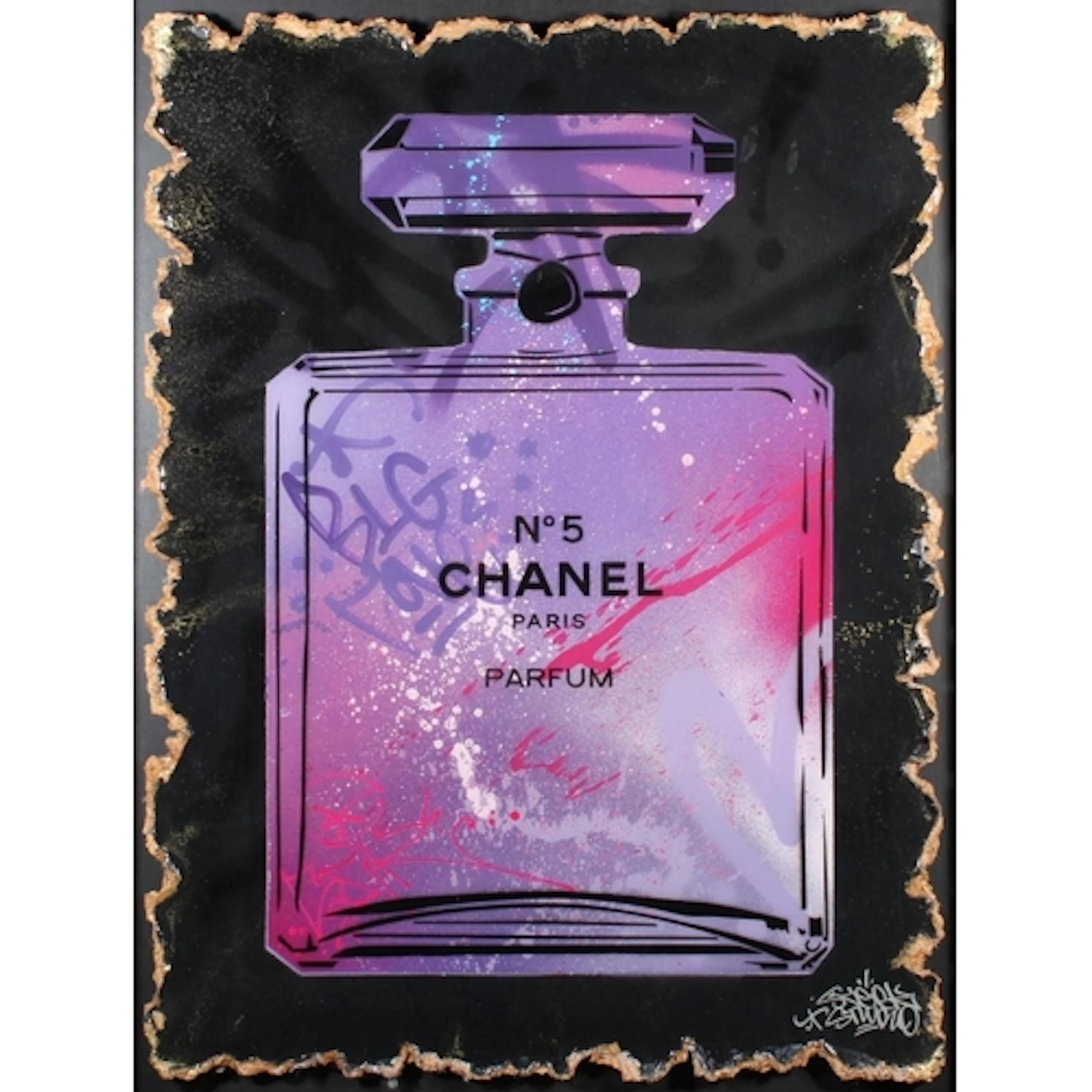 SLEEK Chanel No 5 Mixed media with spray paint, ...