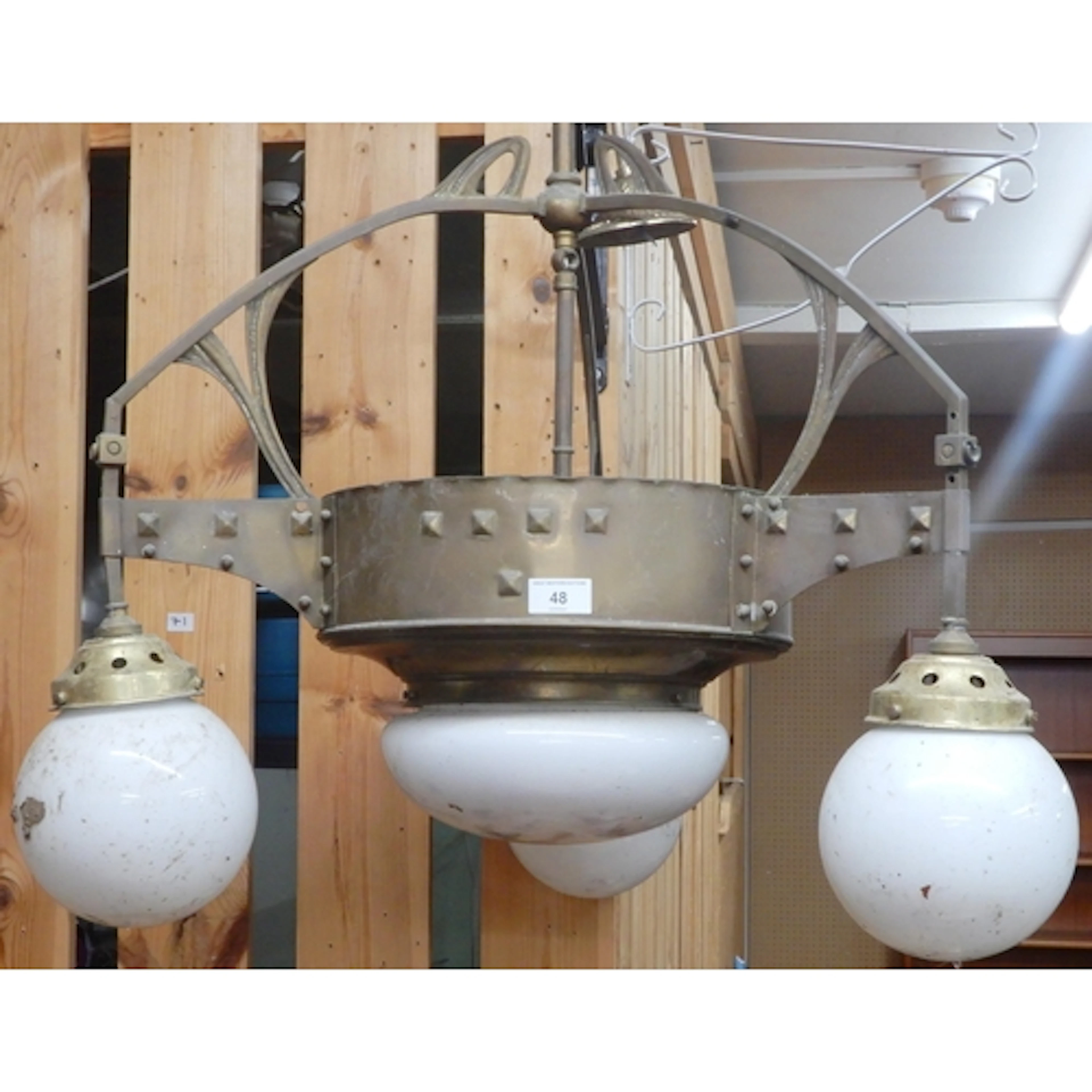 An early 20th century Gothic style chandelier with central o...