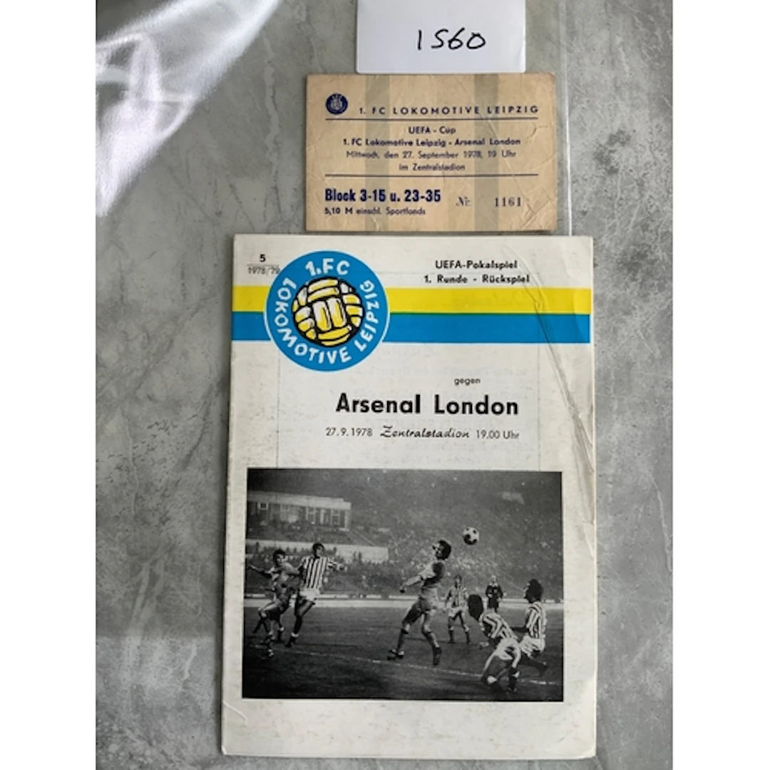 78/79 Lokomotive Leipzig v Arsenal Football Programme + Tick...