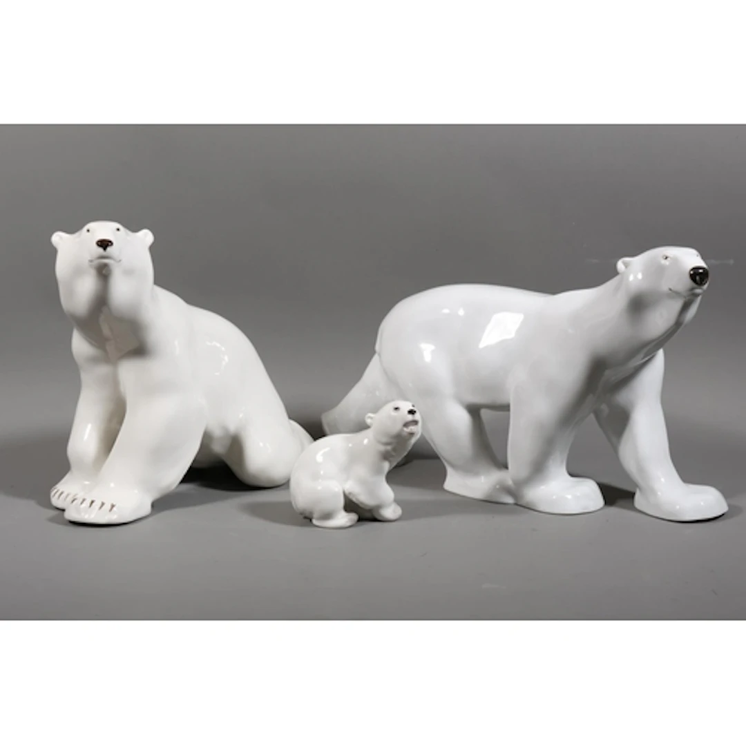 Three Russian Lomonosor polar bear models.