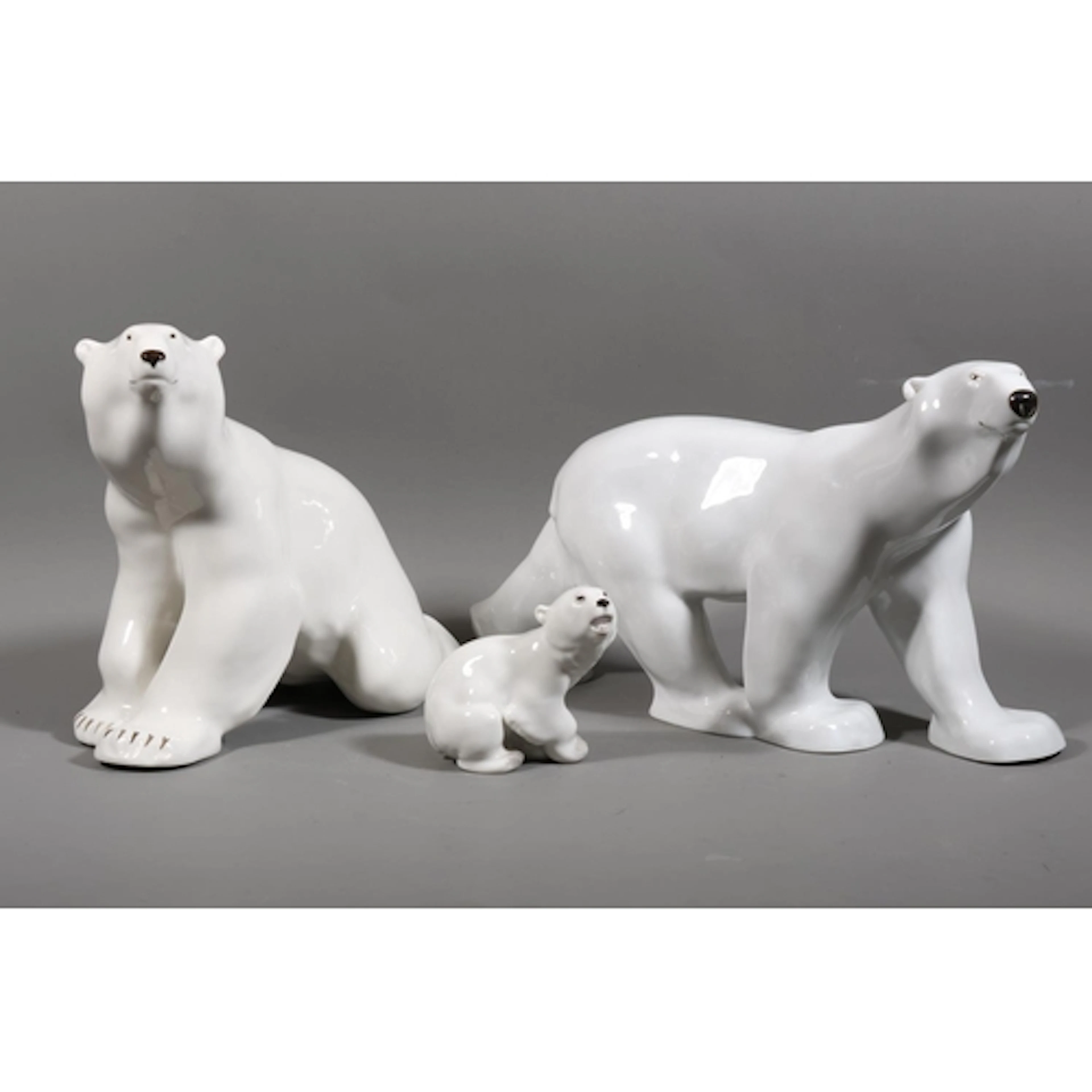 Three Russian Lomonosor polar bear models, one very large, 1...