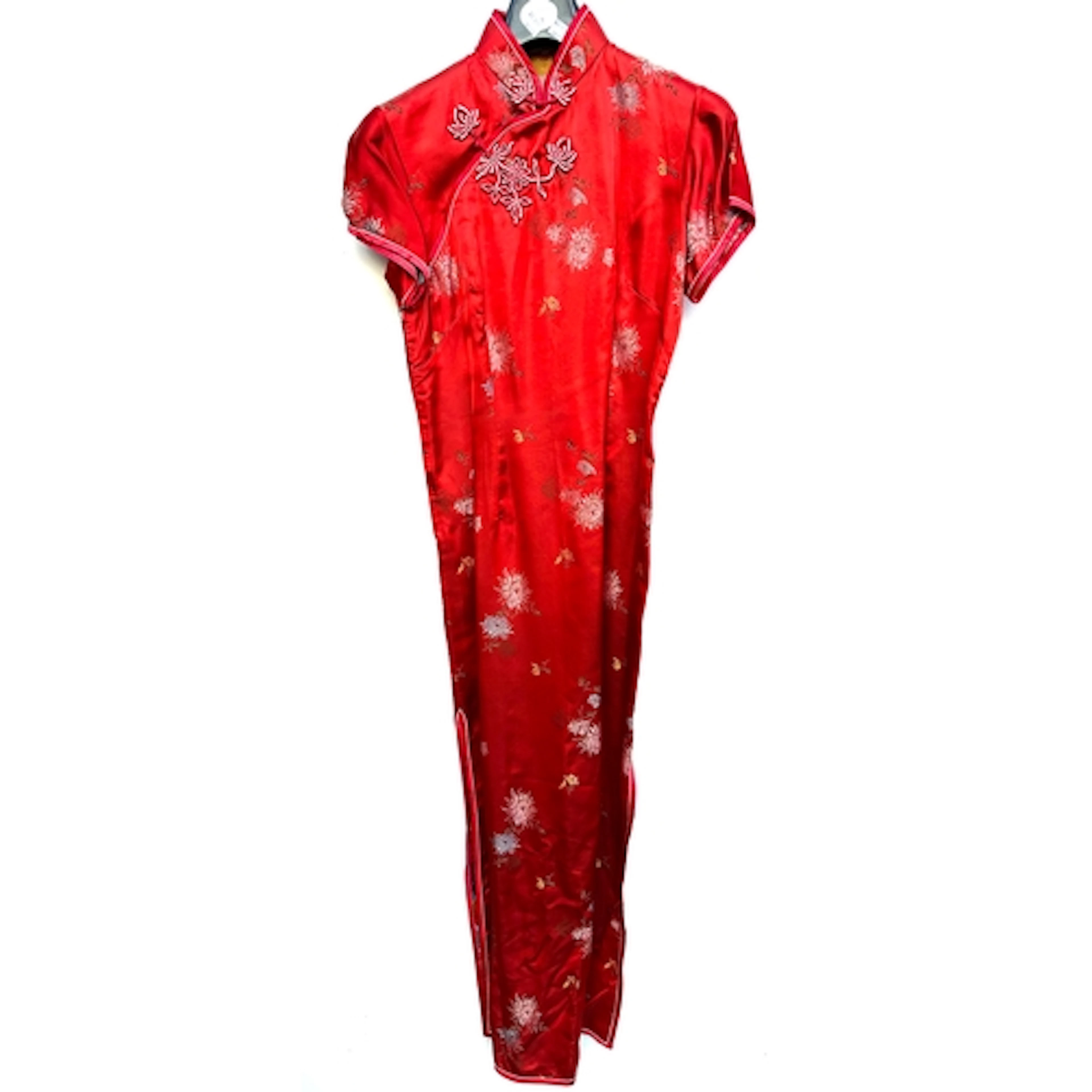 A full length 'Squirrel' red Chinese dress, size 34