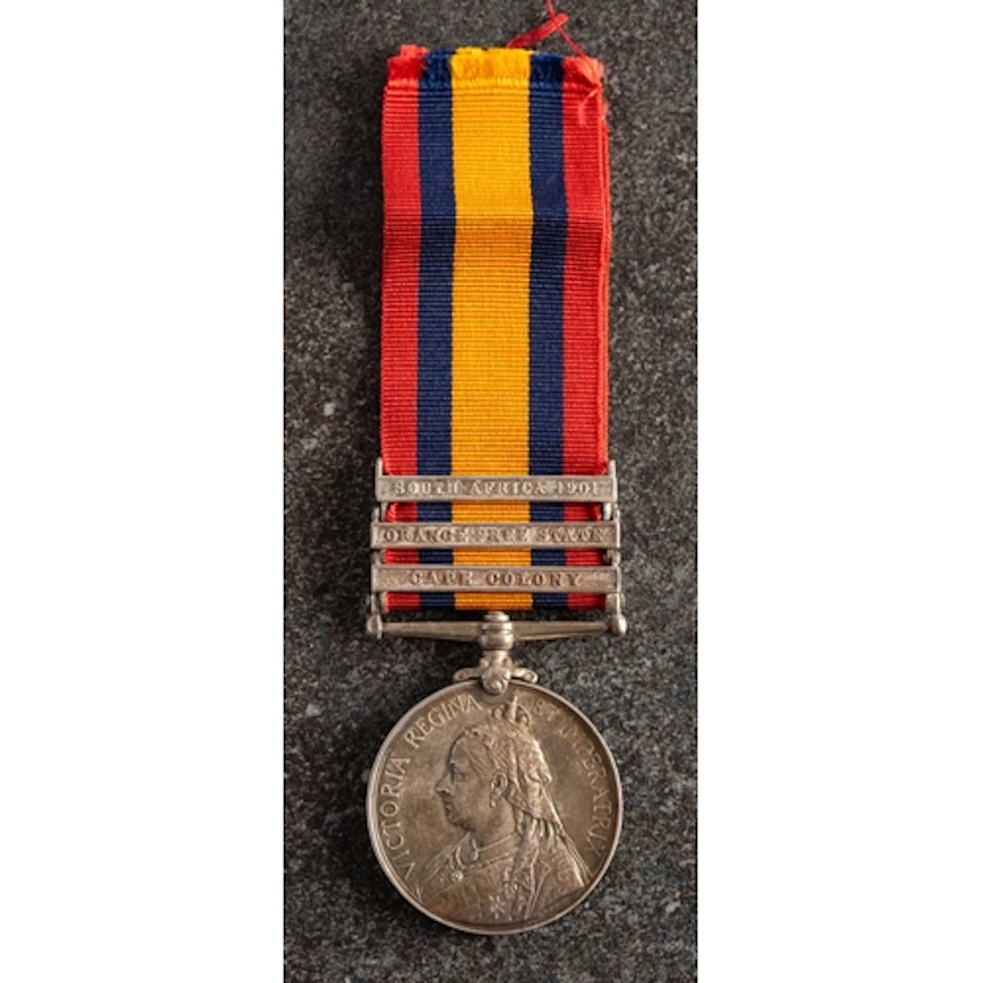 A Queen's South Africa Medal with three clasps to ''69987 Tp...
