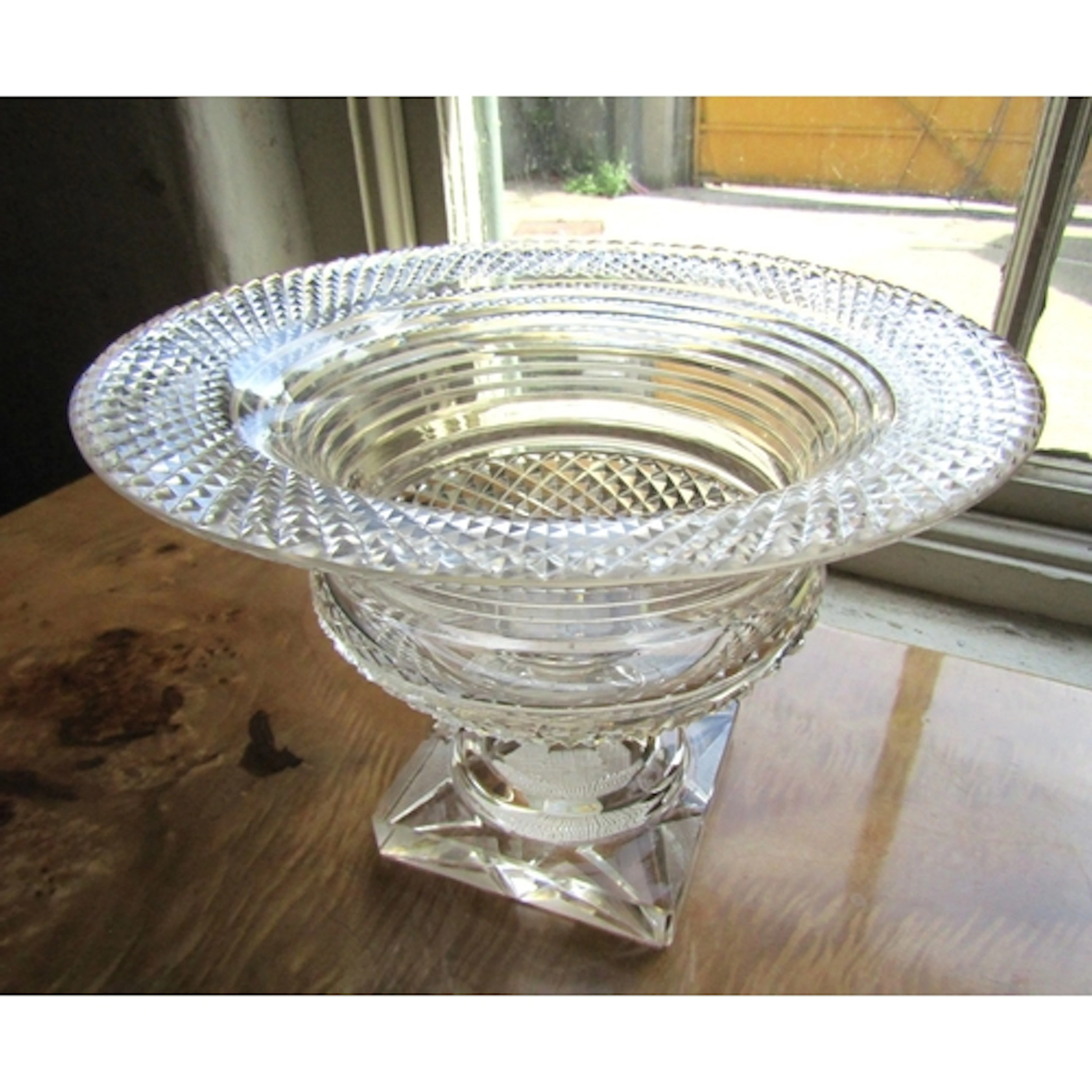 William IV Irish Cut Crystal Ice Bowl Pedestal Form Overlaid...