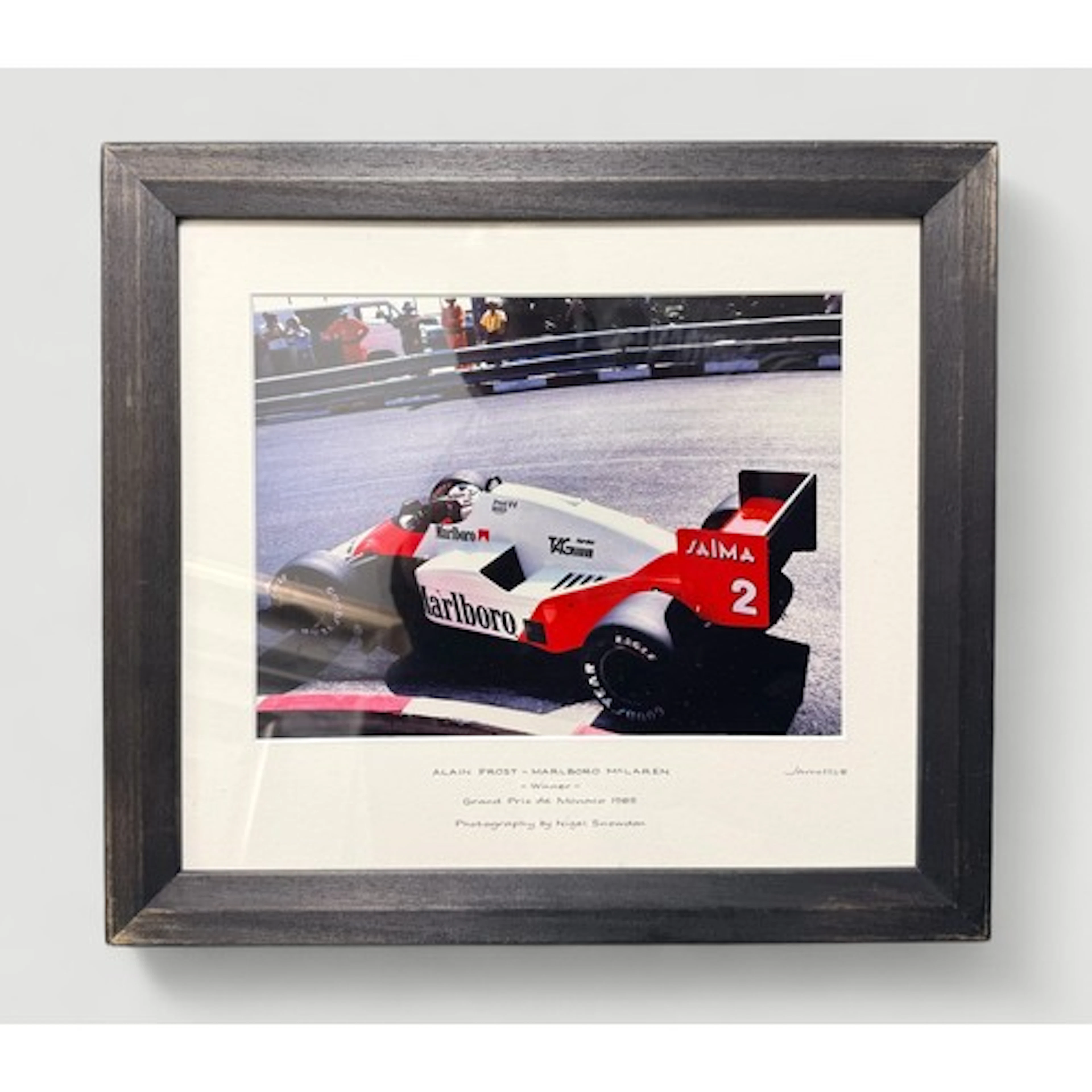 Jarrotts 1985 Marlboro McLaren framed colour photograph by N...
