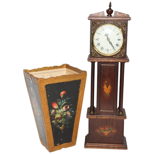 A table-top grandfather clock with quartz movement, and a 2...
