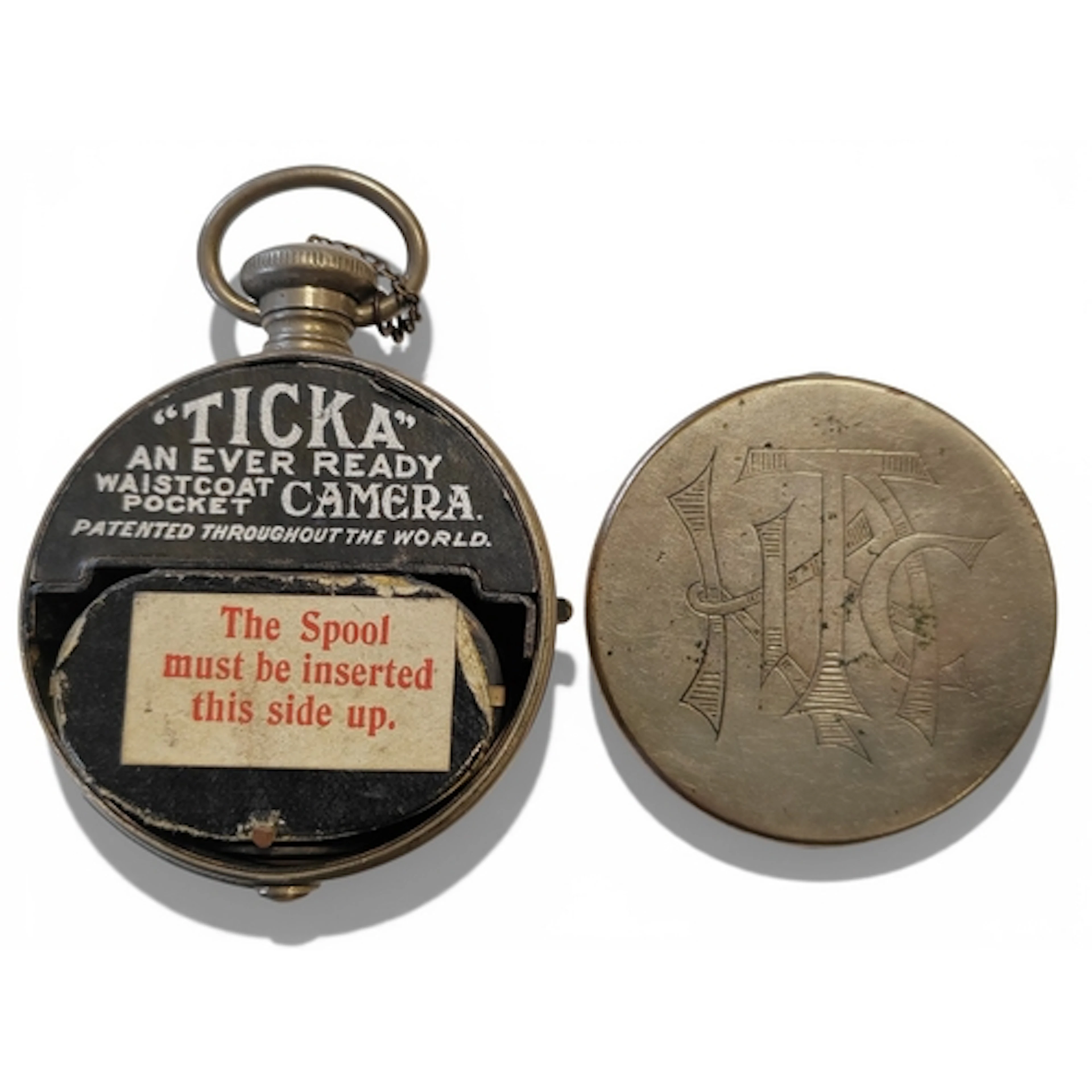 Collection with vintage "Ticka" pocket watch camera from Hou...