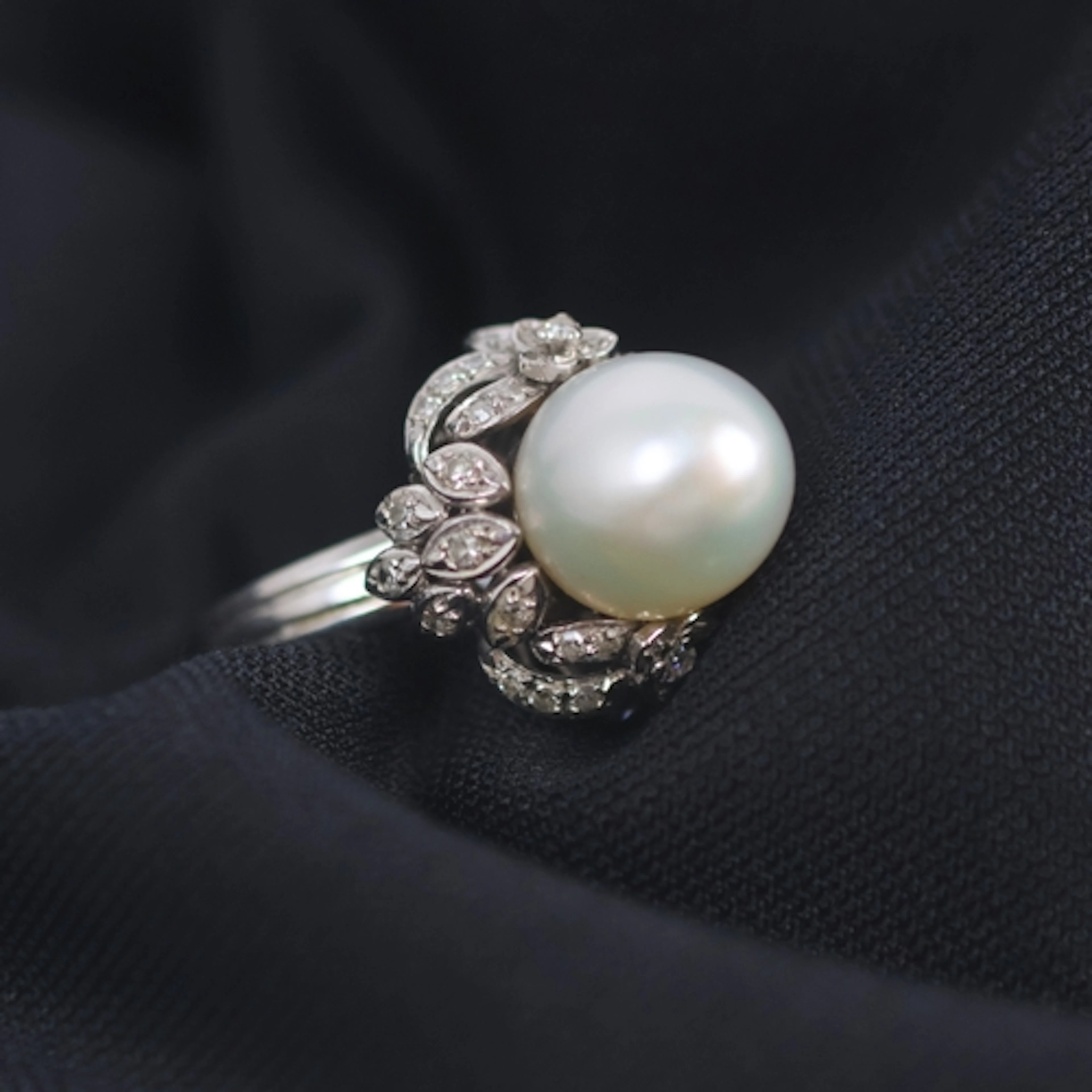 A mid 20th century continental pearl and diamond cluster rin...