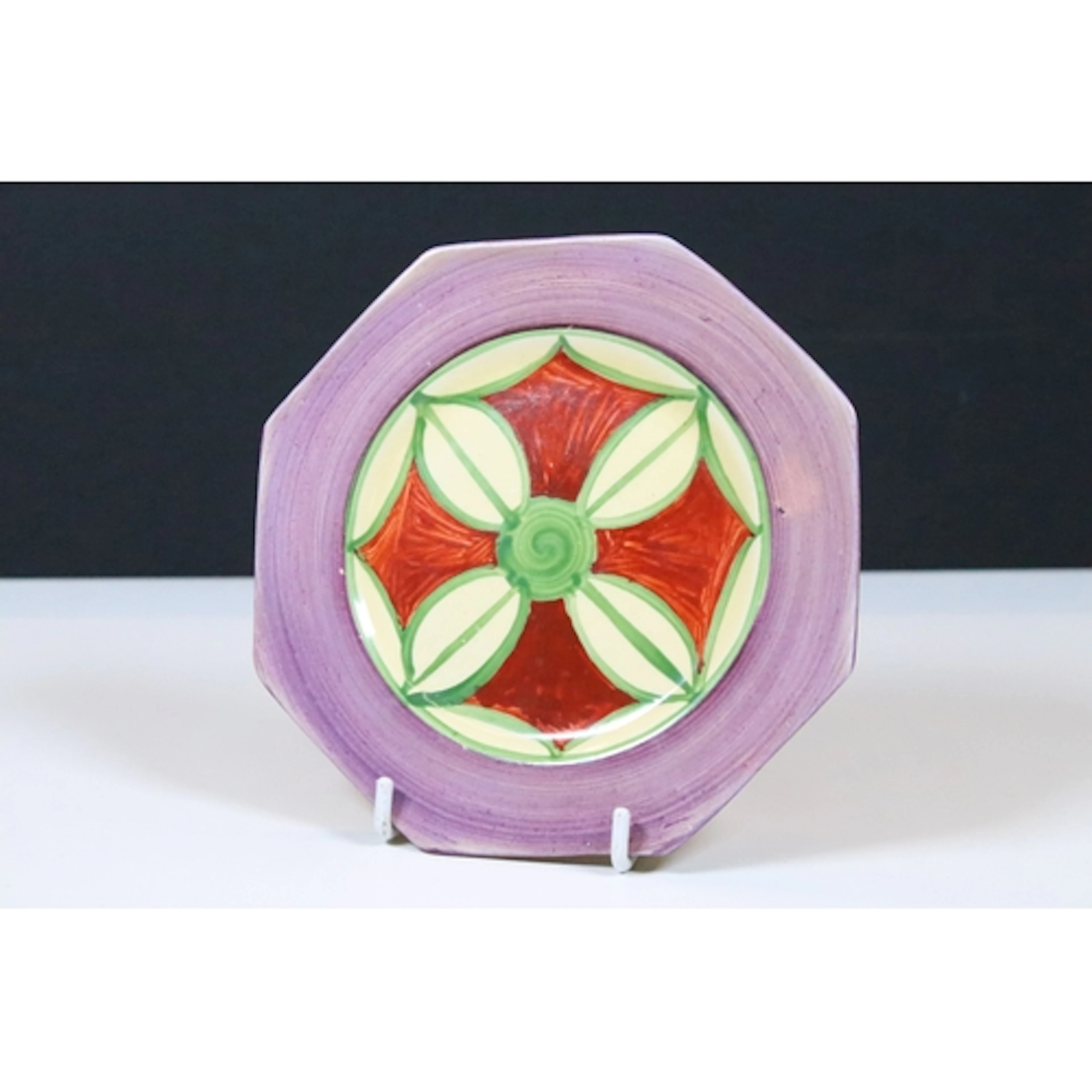 Clarice Cliff original bizarre octagonal side plate, circa 1...