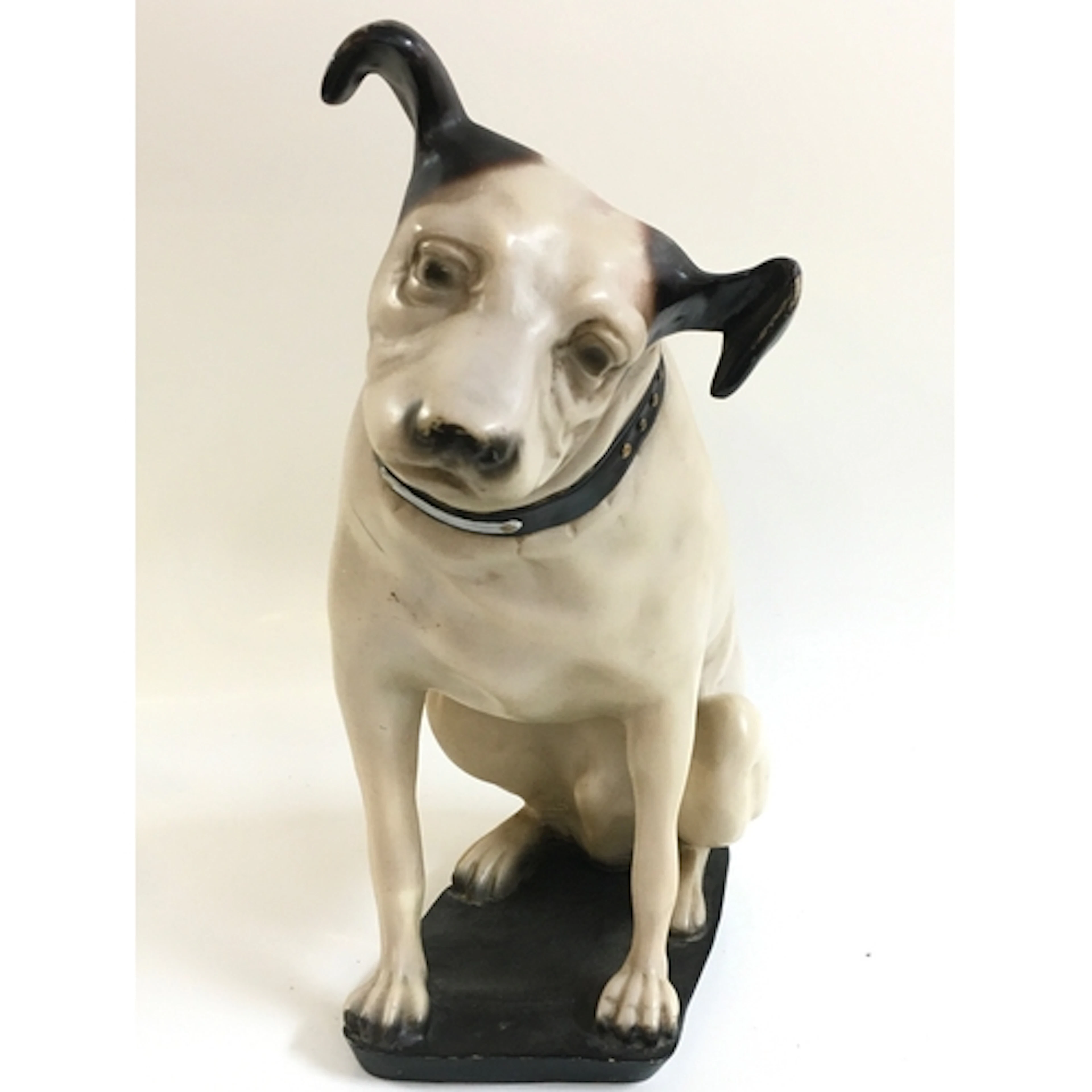 A HMV gramophone and a HMV dog figure, 34cm tall