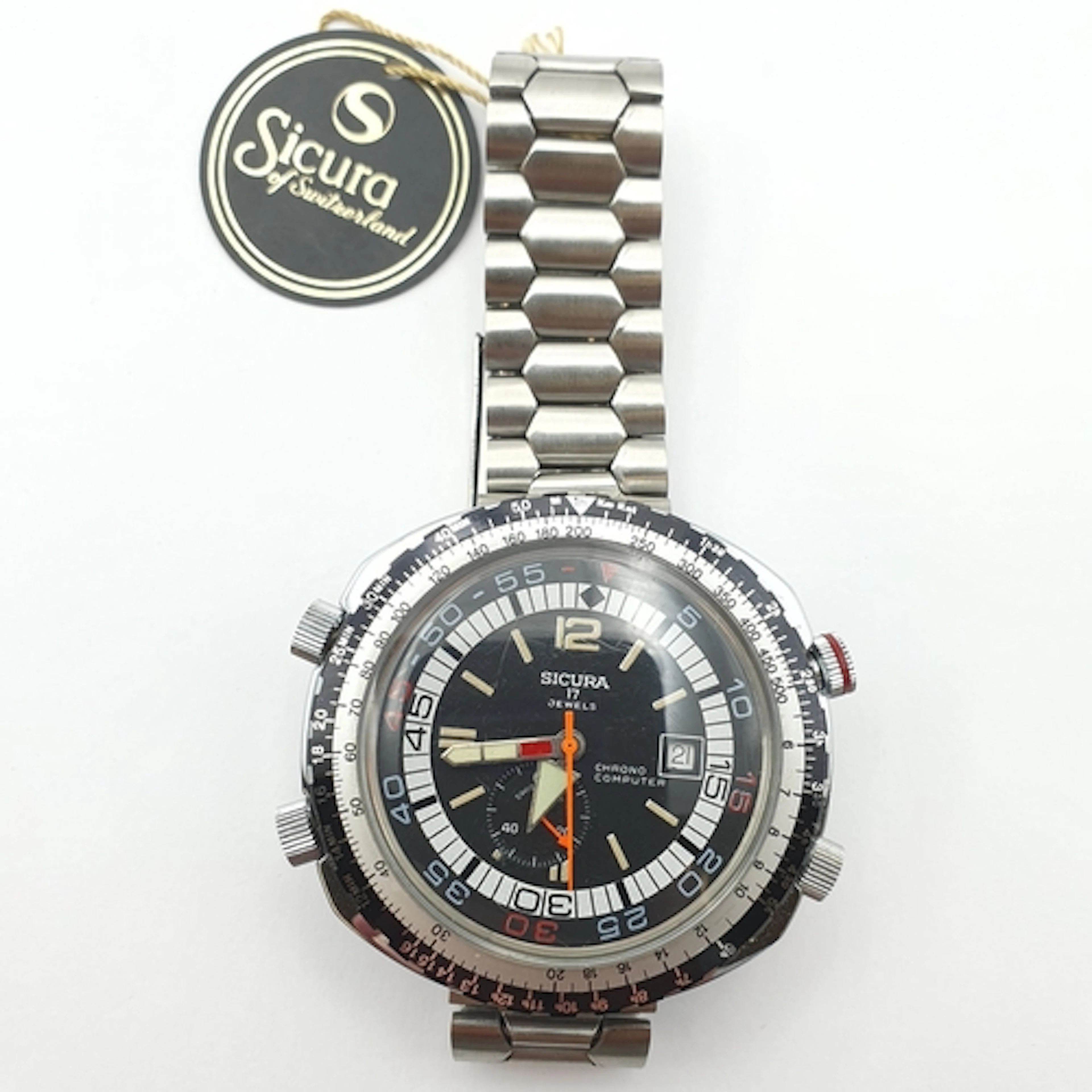 A gentleman's Sicura Chrono-Computer manual wind bracelet Wa...