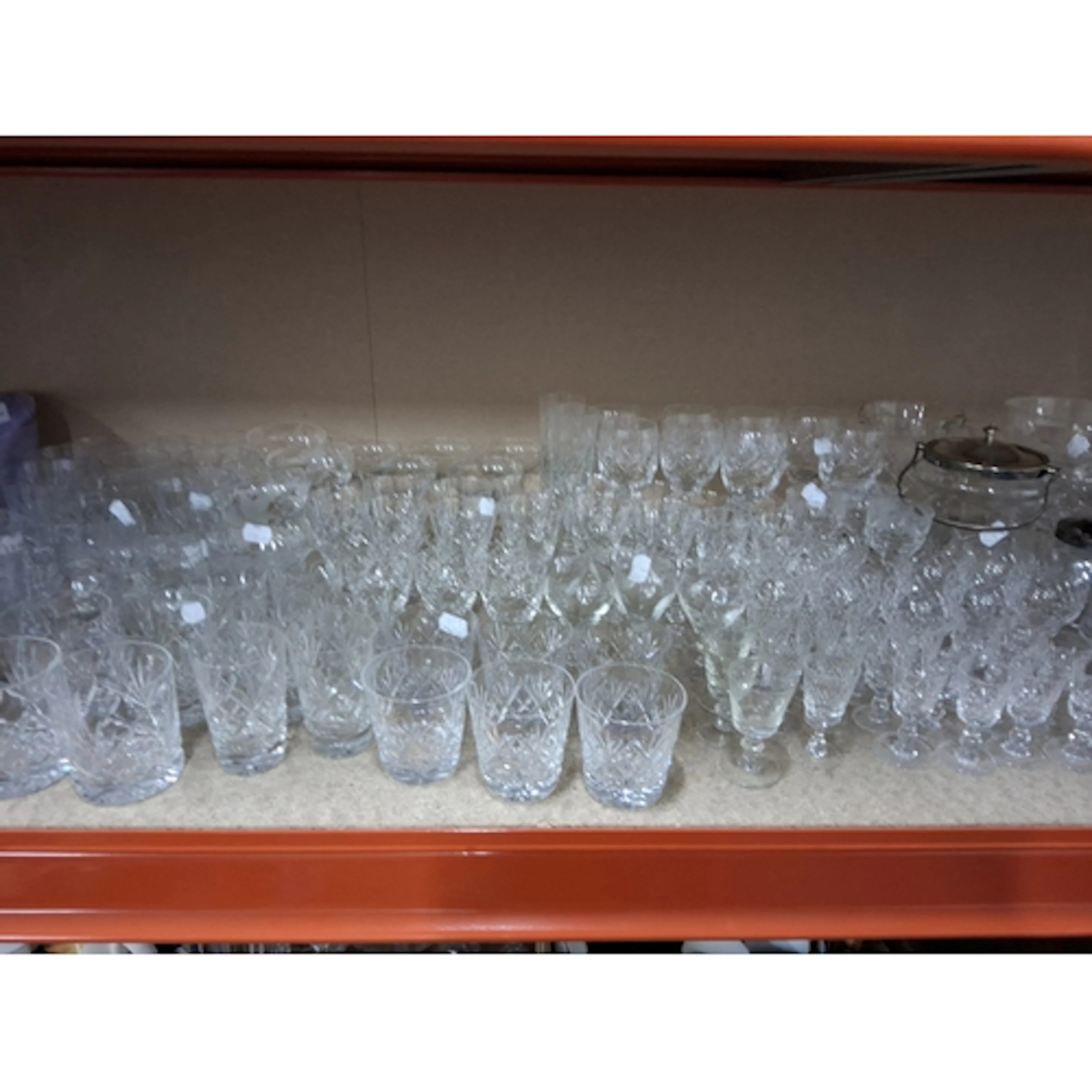 A LARGE GROUP OF MAINLY GLASS AND CRYSTAL DRINKING VESSELS t...