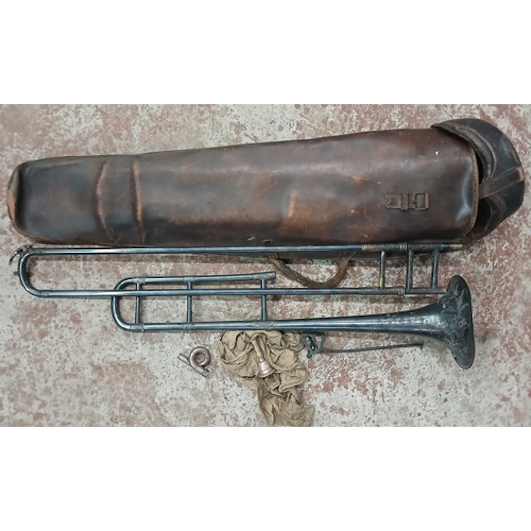 A vintage silver plated trombone by A Hall Gisborne, Birming...