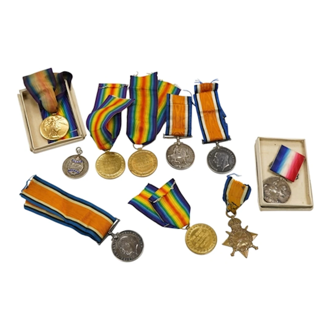 Nine First World War medals; a pair awarded to 306917 SJT. H...