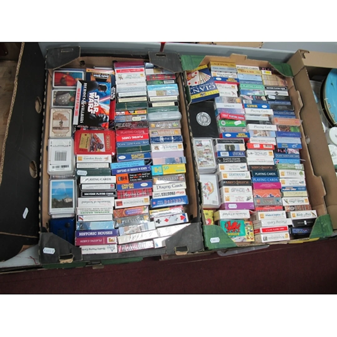 Large collection of vintage and modern novelty playing cards...