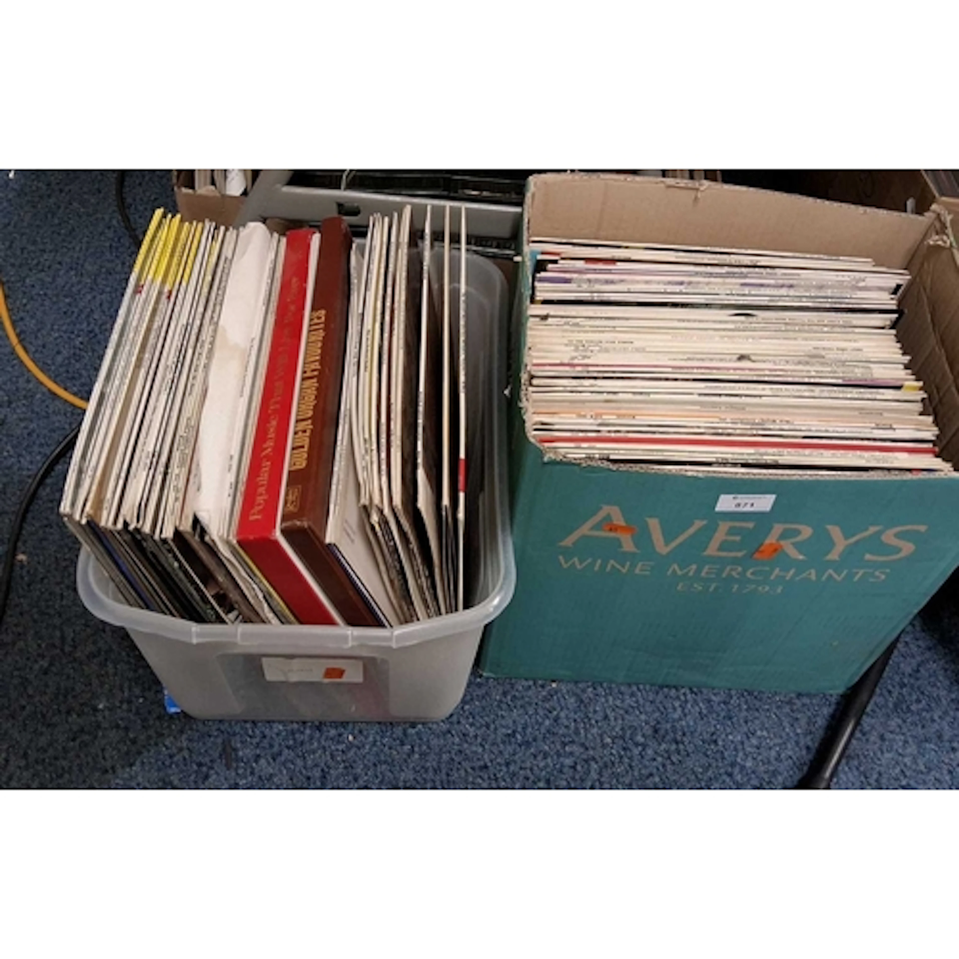 TWO BOXES OF VINTAGE RECORDS, approximatly eighty examples o...