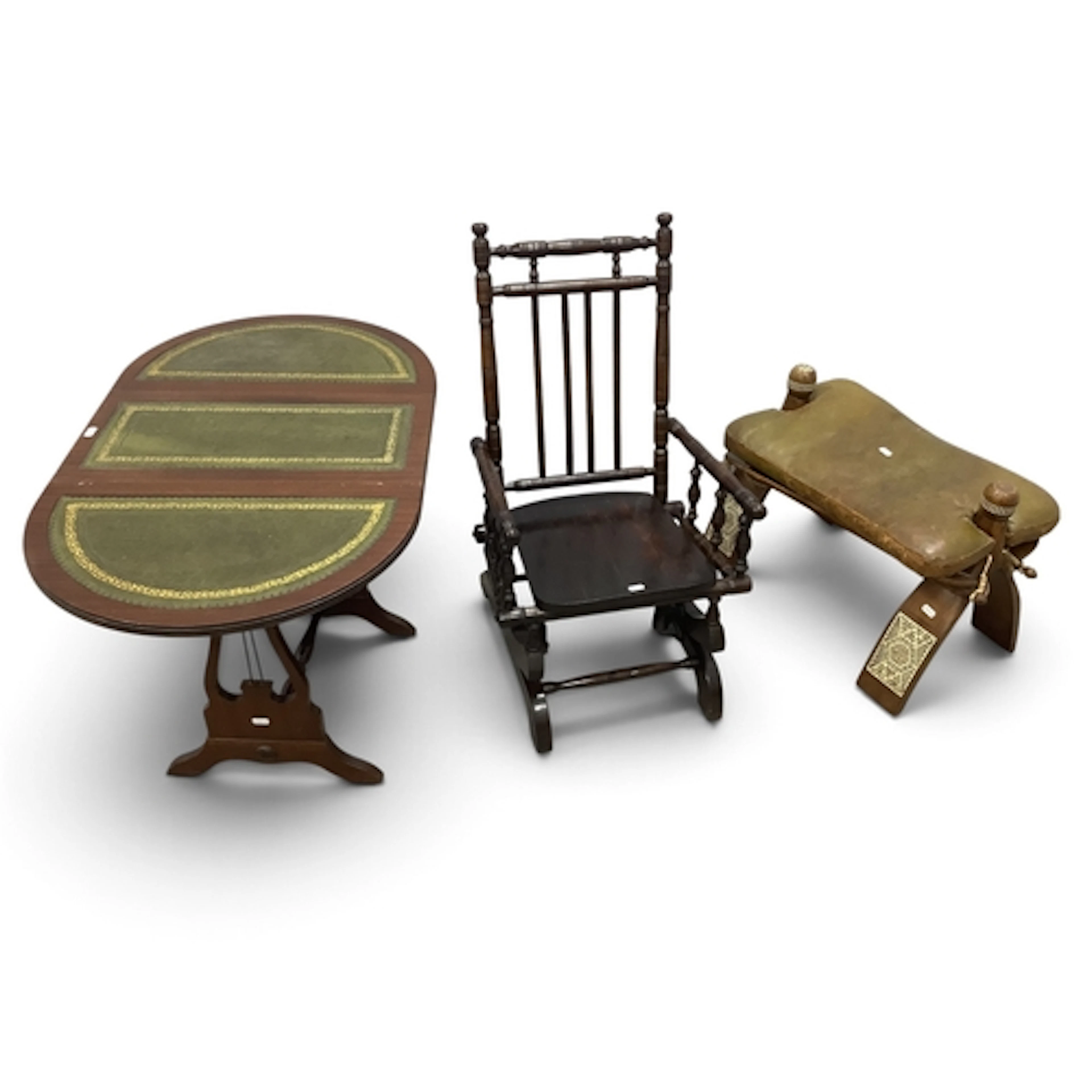 Three vintage accent furniture pieces, comprising Victorian-...