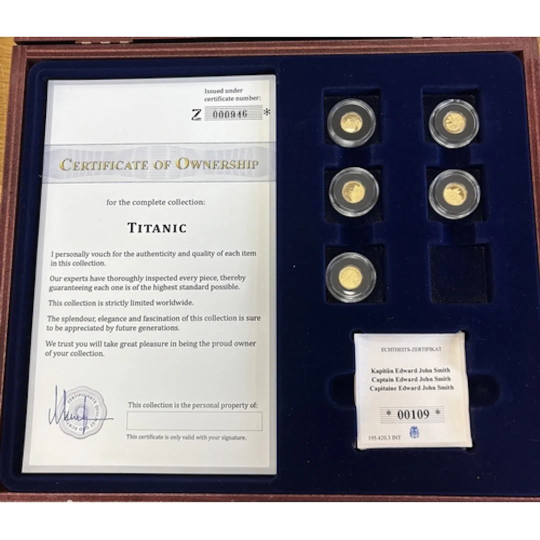 2019 14ct Titanic medallic set of 5 in Westminster box with ...