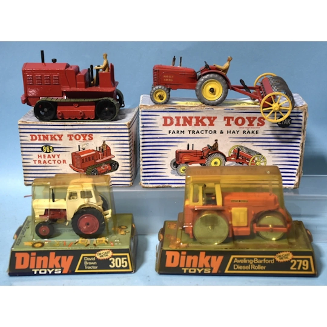 Dinky Toys, Tractors: 27AK Farm Tractor and Hay Rake, 963 He...