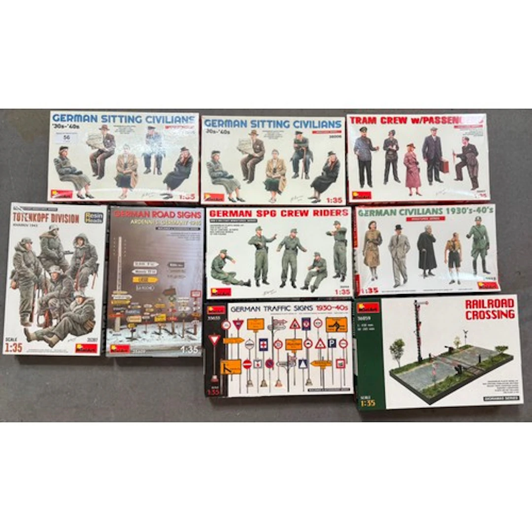 A group of nine assorted MiniArt military model kits, 1:35 s...