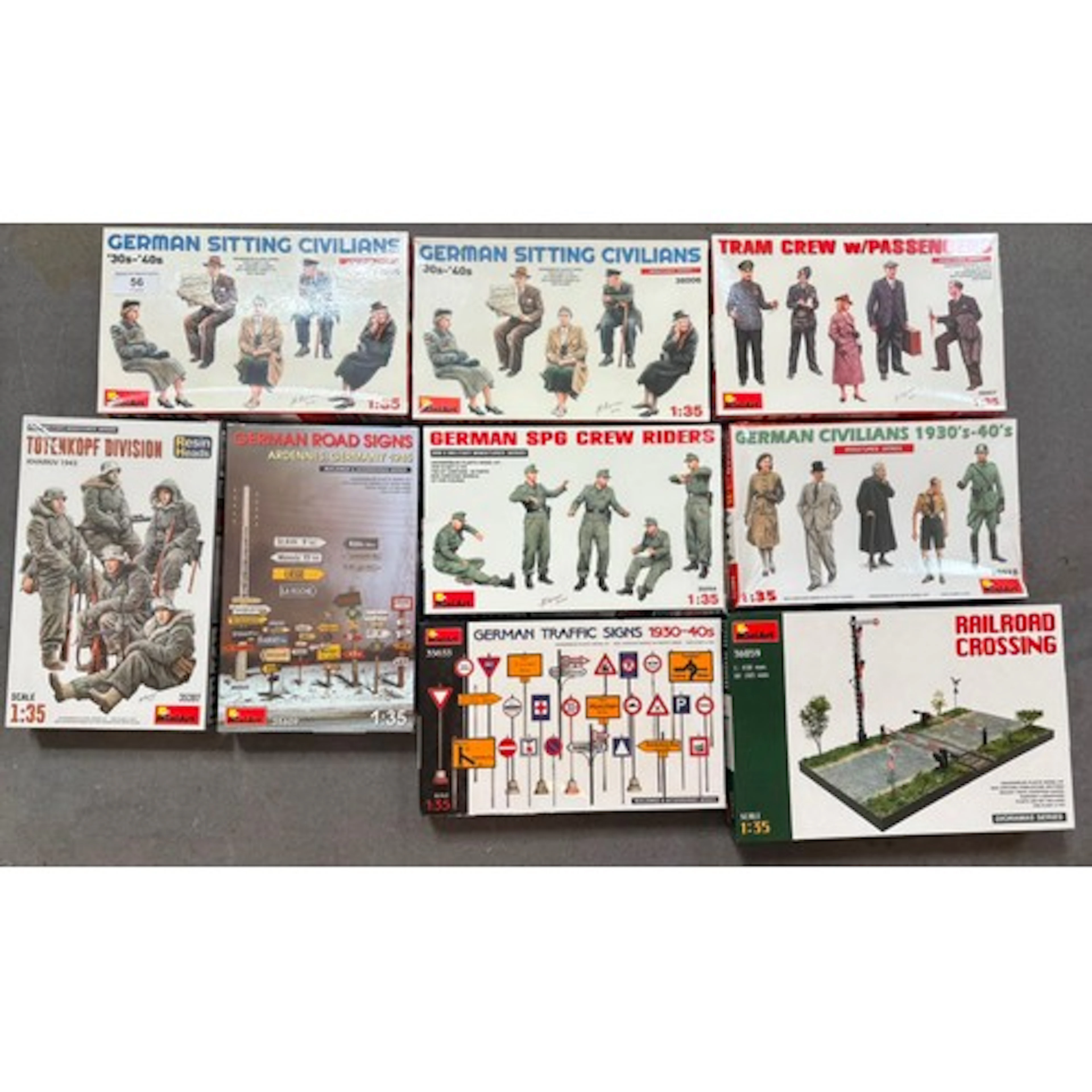 A group of nine assorted MiniArt military model kits, 1:35 s...