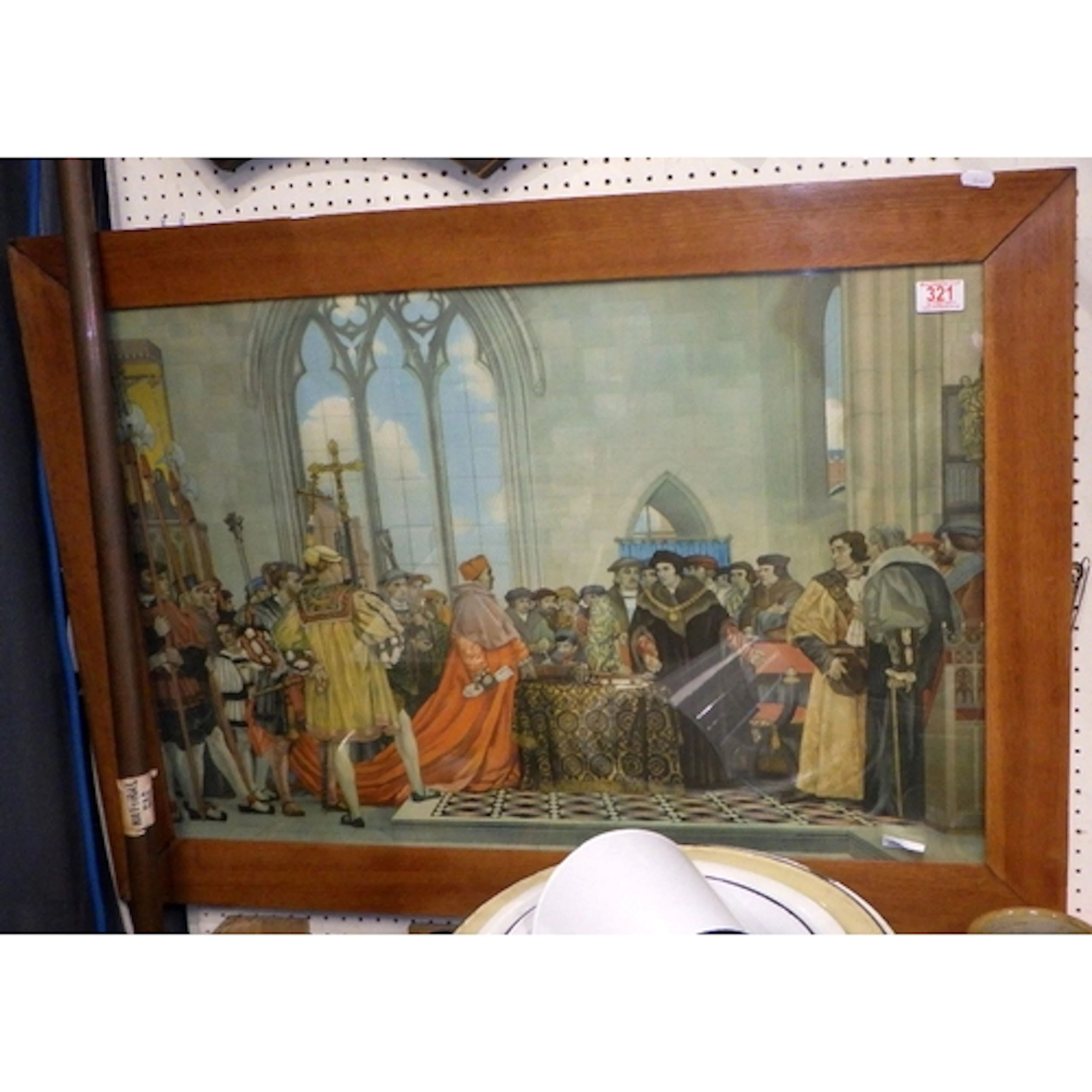 An oak framed print of Sir Thomas More refusing to grant Wol...
