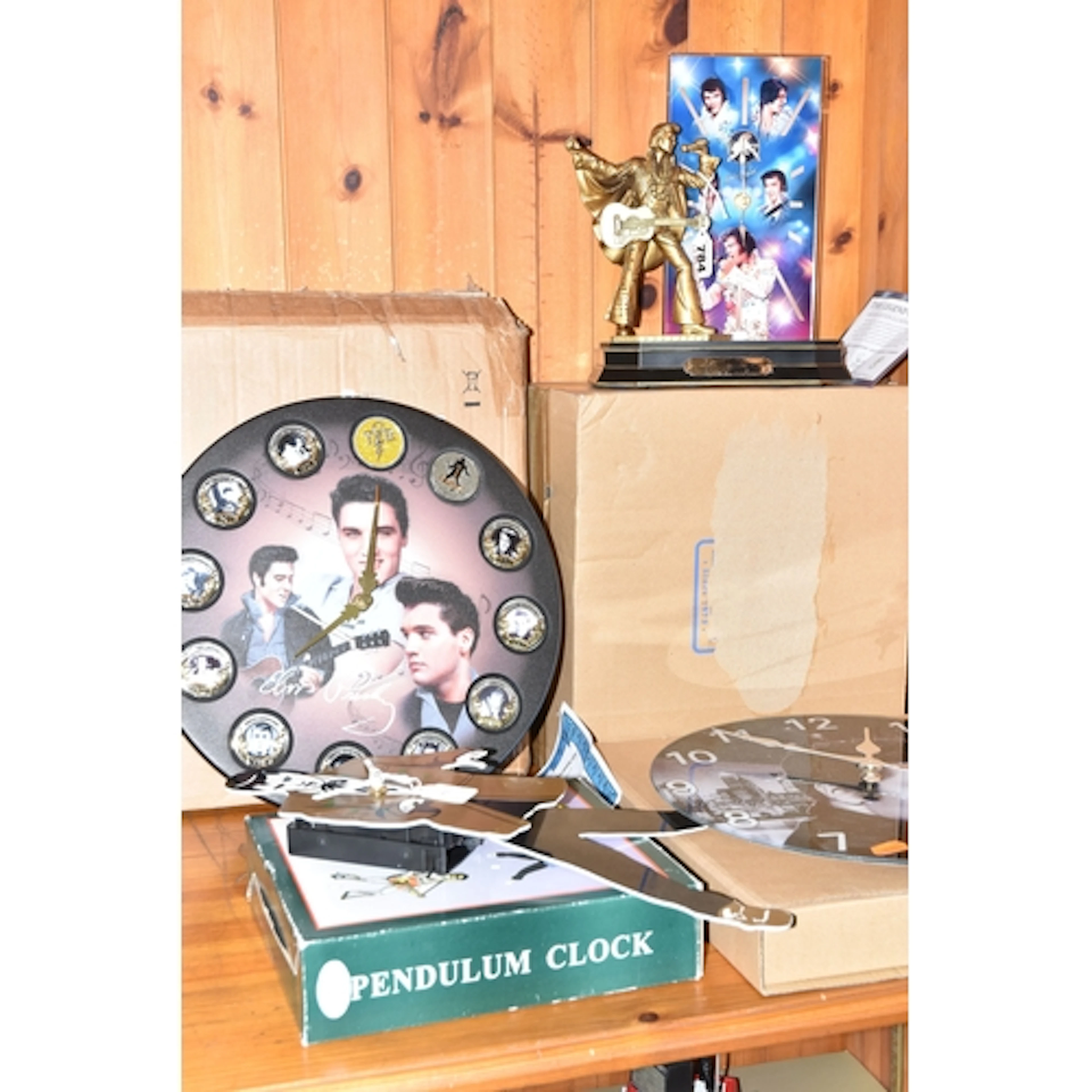 A GROUP OF ELVIS PRESLEY CLOCKS, to include a Bradford Excha...